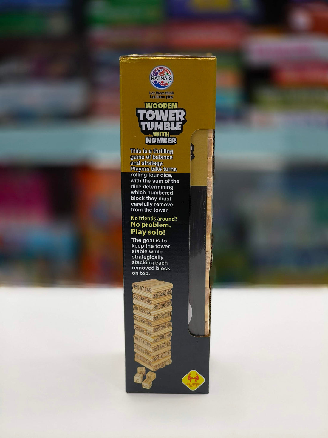 RATNA'S Wooden Tower with numbers | 48 pcs Wooden Building Block | Party Game | Tumbling Tower Game | For Kids and Adults | Ages 6 Years & Above - KtoY