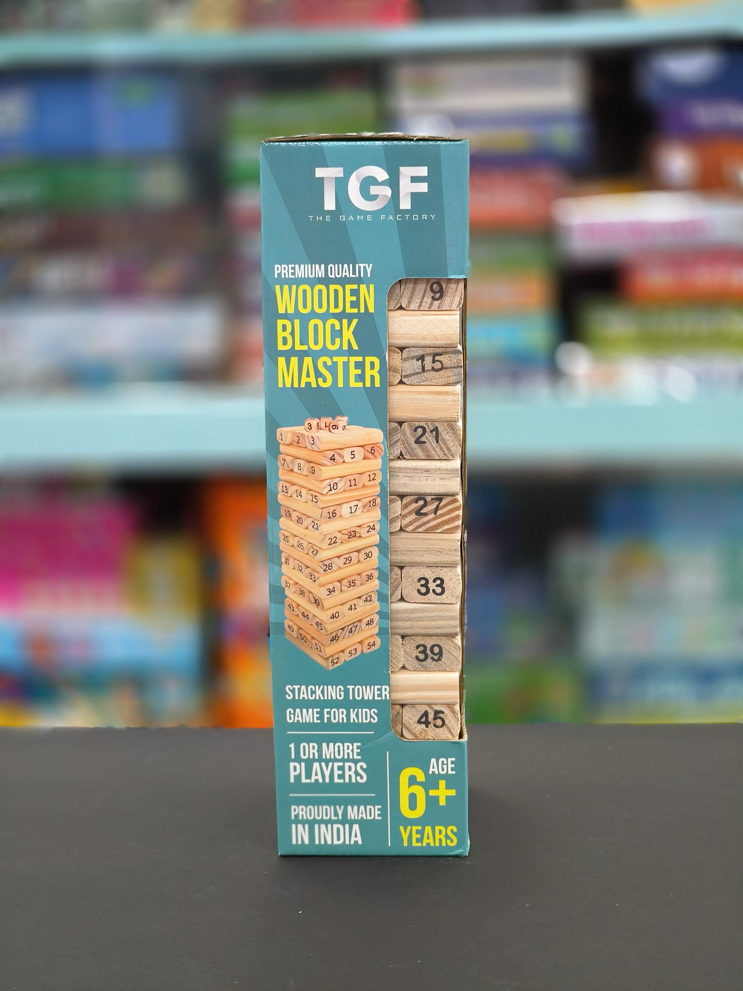 The Game Factory - Round Edge Wooden Blocks | No Sharp Cuts | 54 Pieces Set | Game for Kids | Building Blocks Tumbling Tower | Fun Activity | Birthday Return Gift | For Kids 6, 7, 8, 9, 10 Years & Above - KtoY