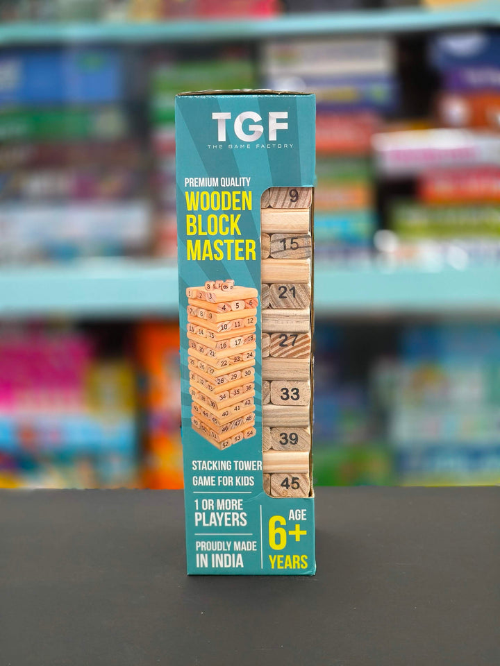 The Game Factory - Round Edge Wooden Blocks | No Sharp Cuts | 54 Pieces Set | Game for Kids | Building Blocks Tumbling Tower | Fun Activity | Birthday Return Gift | For Kids 6, 7, 8, 9, 10 Years & Above
