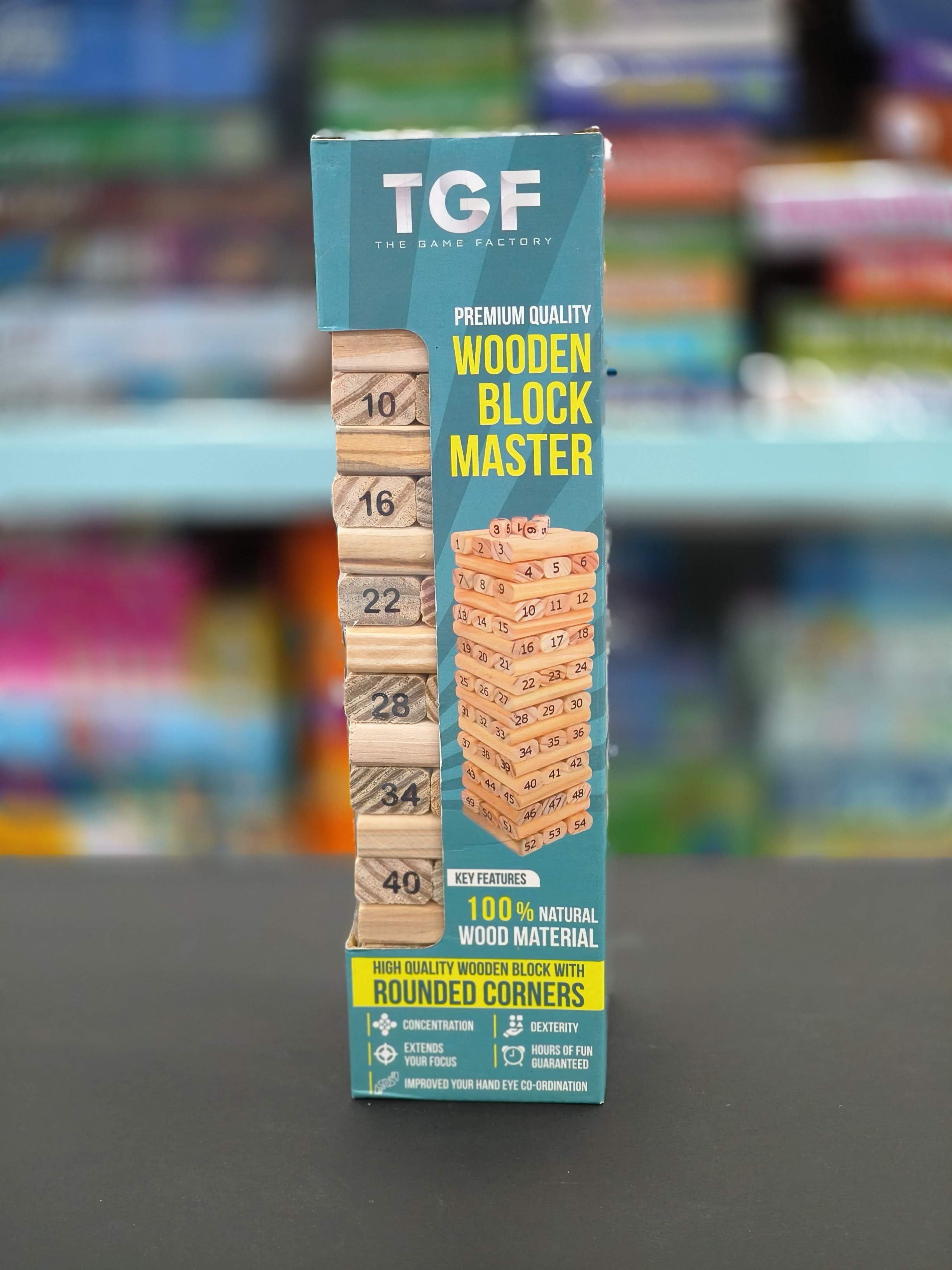 The Game Factory - Round Edge Wooden Blocks | No Sharp Cuts | 54 Pieces Set | Game for Kids | Building Blocks Tumbling Tower | Fun Activity | Birthday Return Gift | For Kids 6, 7, 8, 9, 10 Years & Above - KtoY