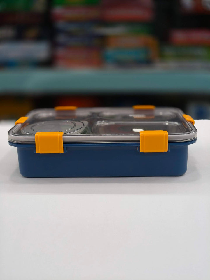 Gibo 4 Compartment Stainless Steel Lunch Box | Lunch Box For School Kids And Adults | Tiffin Box  850 ML + 150 ML | Assorted Colours