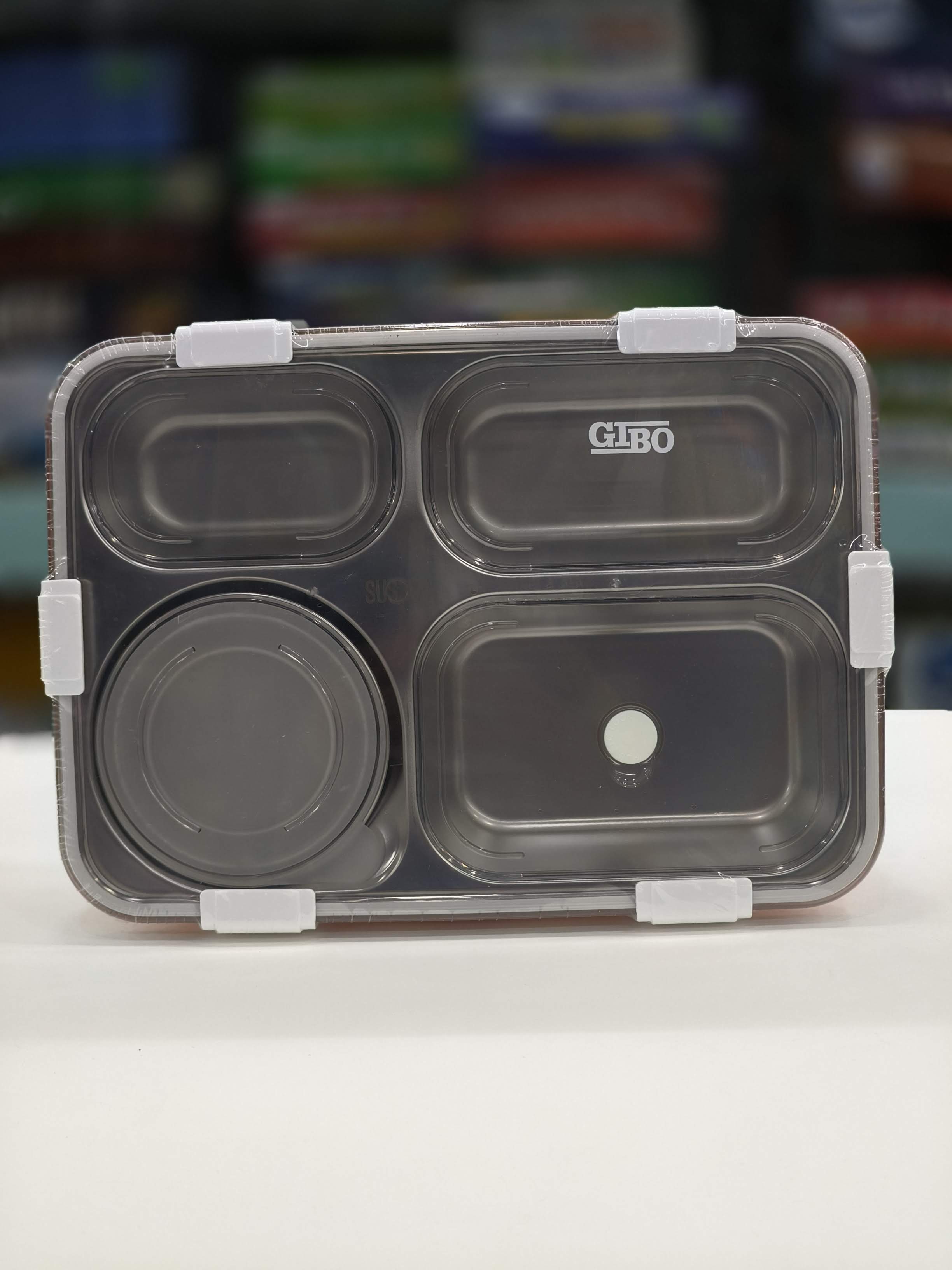 Gibo 4 Compartment Stainless Steel Lunch Box | Lunch Box For School Kids And Adults | Tiffin Box  850 ML + 150 ML | Assorted Colours - KtoY