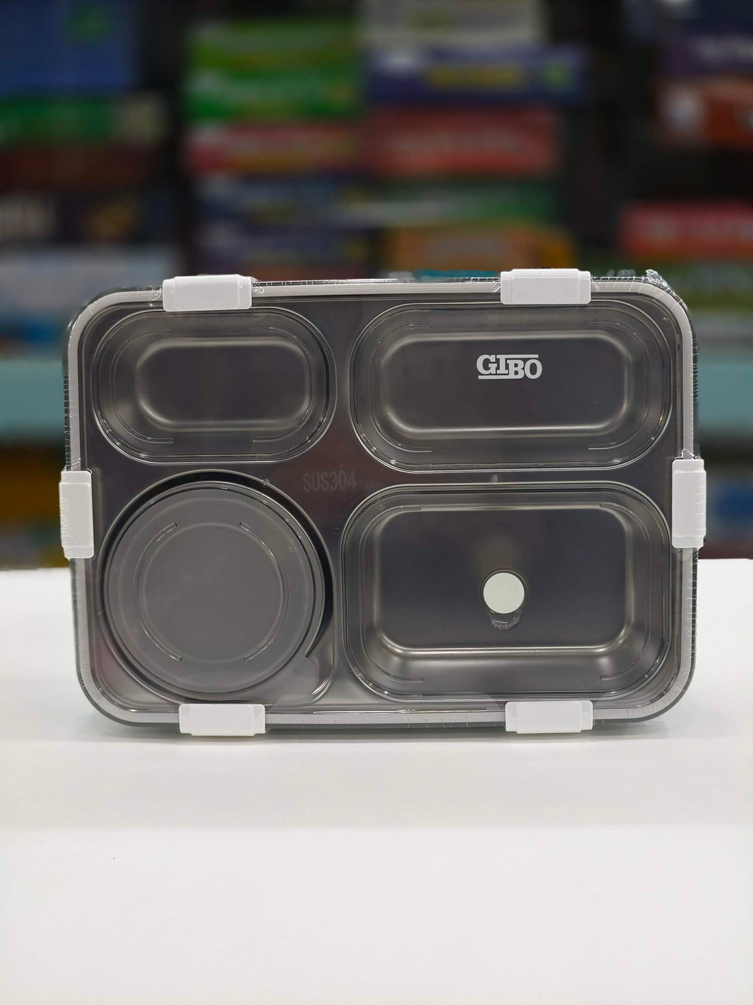 Gibo 4 Compartment Stainless Steel Lunch Box | Lunch Box For School Kids And Adults | Tiffin Box  850 ML + 150 ML | Assorted Colours - KtoY