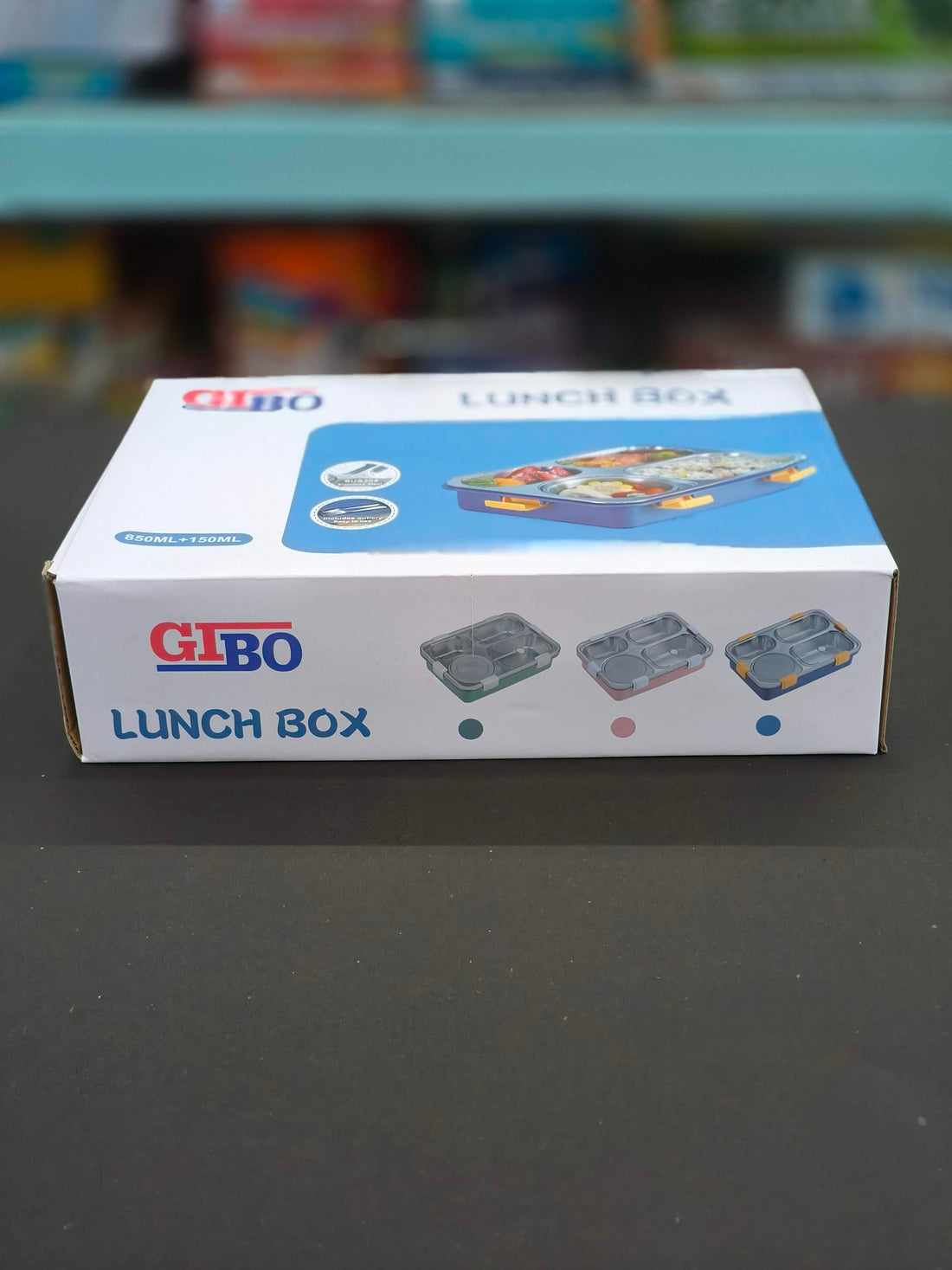 Gibo 4 Compartment Stainless Steel Lunch Box | Lunch Box For School Kids And Adults | Tiffin Box  850 ML + 150 ML | Assorted Colours - KtoY