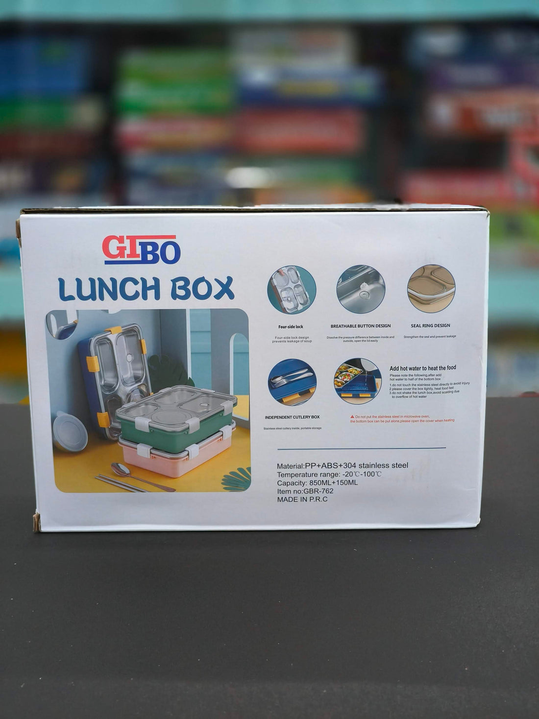 Gibo 4 Compartment Stainless Steel Lunch Box | Lunch Box For School Kids And Adults | Tiffin Box  850 ML + 150 ML | Assorted Colours - KtoY