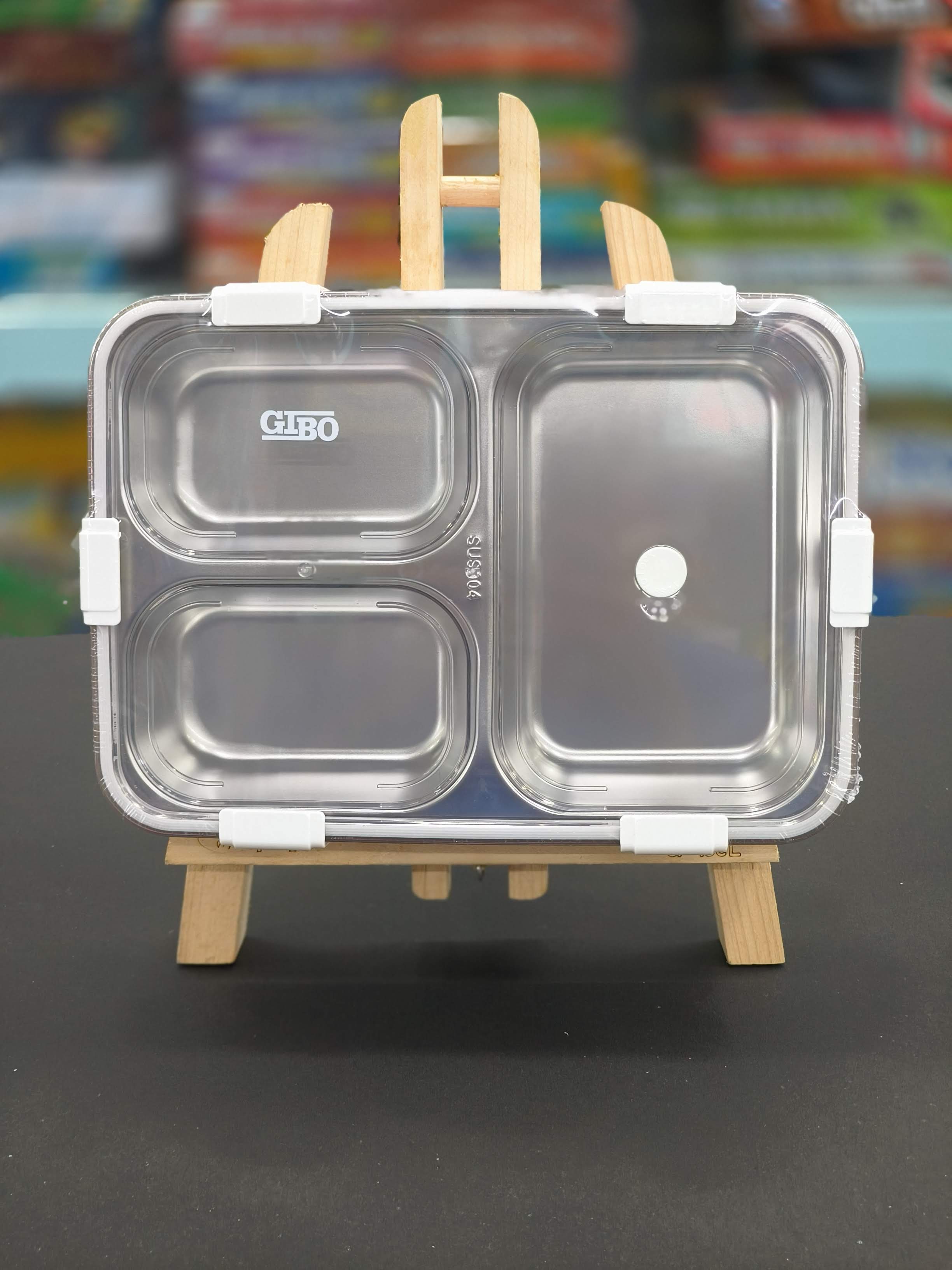 Gibo 3 Compartment Stainless Steel Lunch Box | Lunch Box For School Kids And Adults | Tiffin Box  900ML | Assorted Colours - KtoY