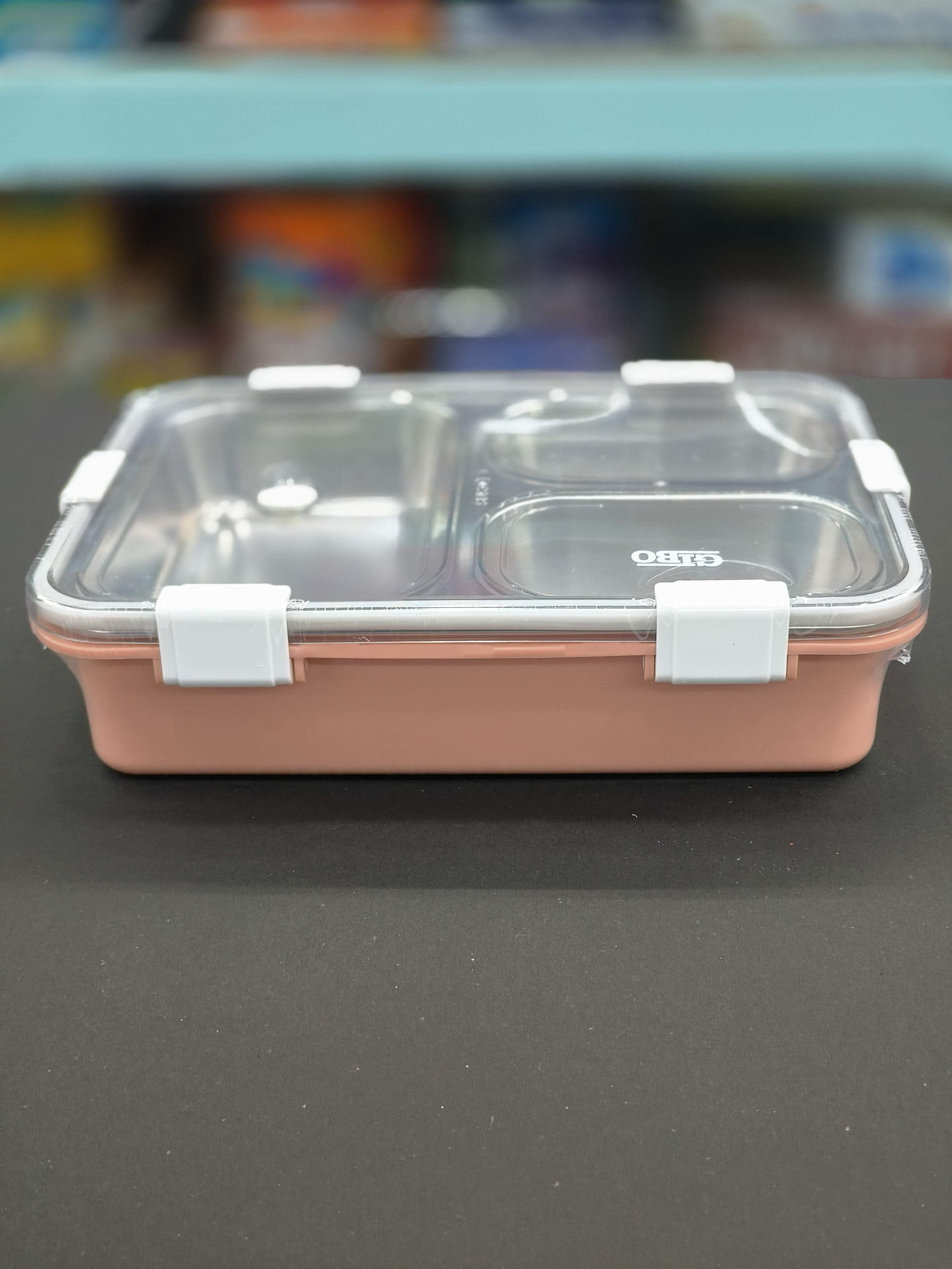 Gibo 3 Compartment Stainless Steel Lunch Box | Lunch Box For School Kids And Adults | Tiffin Box  900ML | Assorted Colours - KtoY