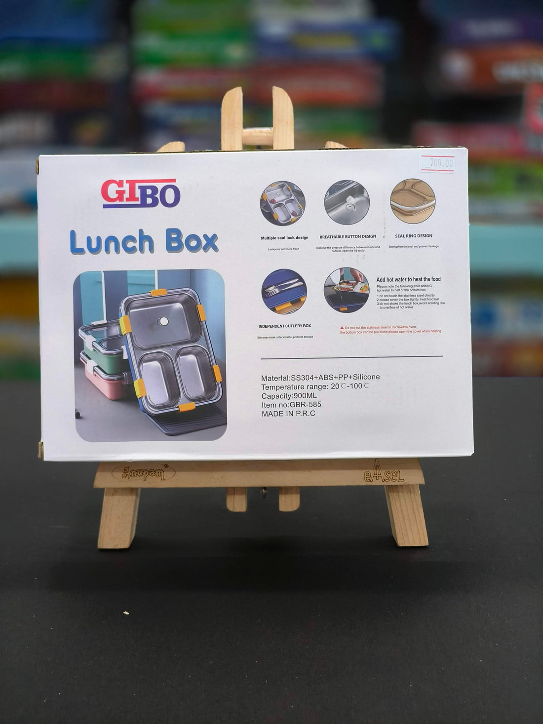 Gibo 3 Compartment Stainless Steel Lunch Box | Lunch Box For School Kids And Adults | Tiffin Box  900ML | Assorted Colours - KtoY