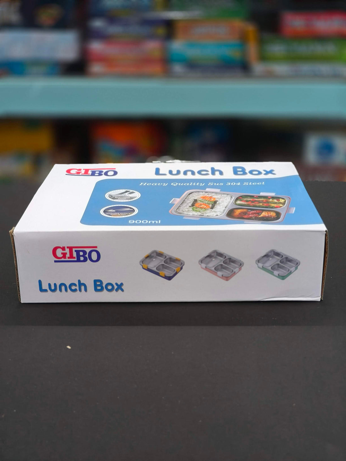 Gibo 3 Compartment Stainless Steel Lunch Box | Lunch Box For School Kids And Adults | Tiffin Box  900ML | Assorted Colours - KtoY