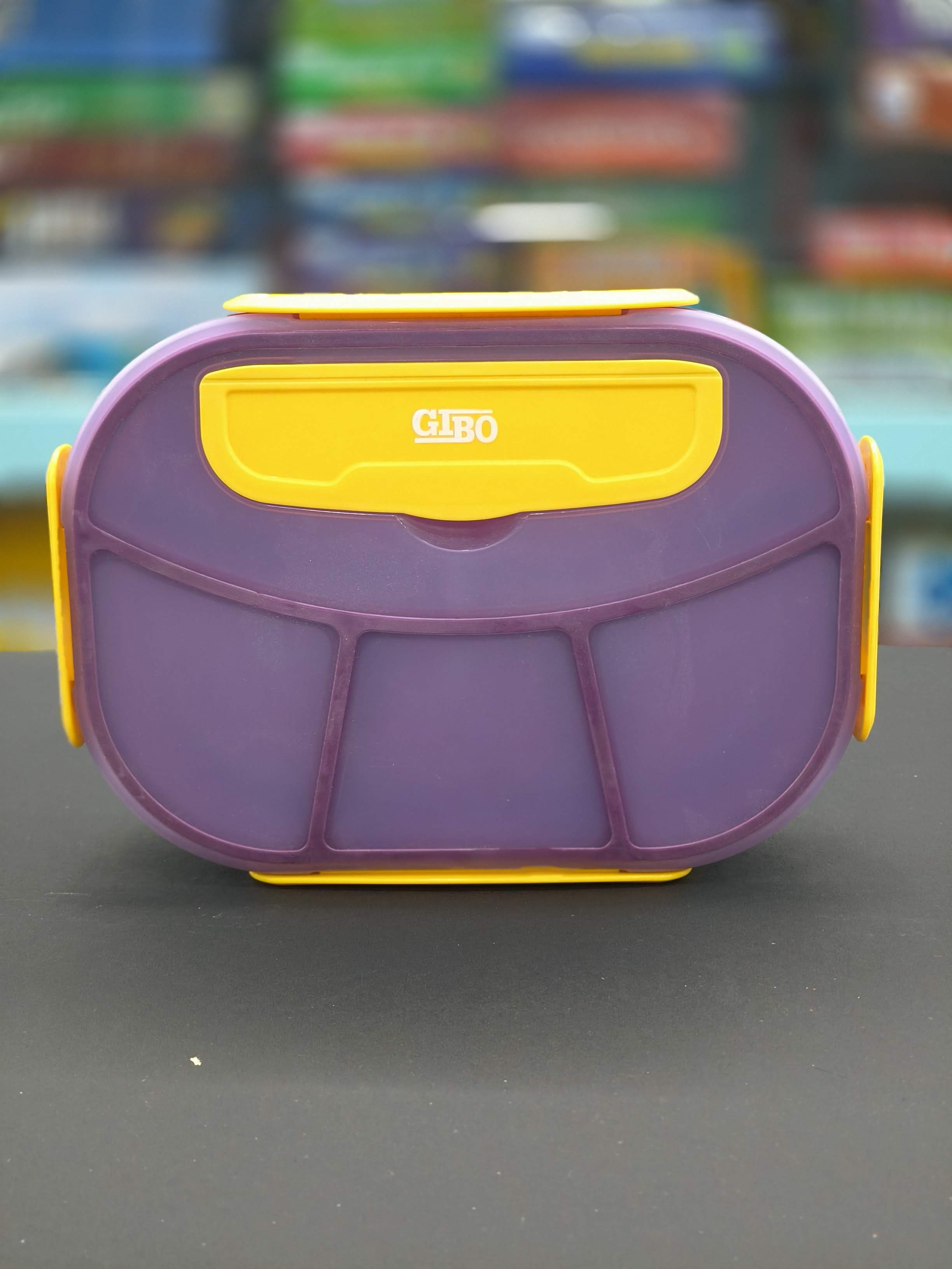 Gibo Large 4 Compartment Lunch Box in Plastic | Tiffin Box | Assorted Colour - KtoY
