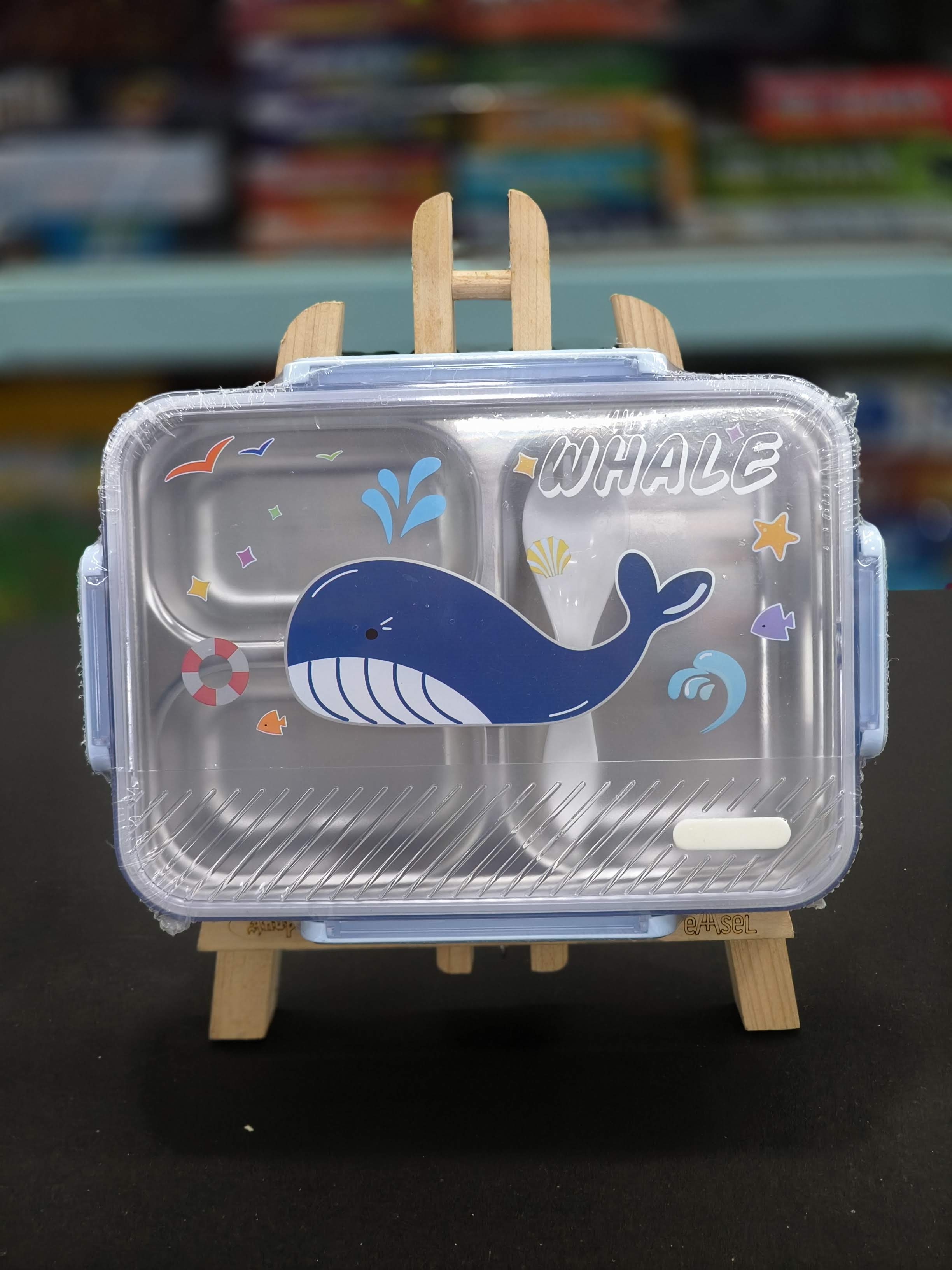 Lunch Box 3 Compartment Leak-Proof Stainless Steel for School | Tiffin Box | Lunch Box for School & Office with a Fork cum Spoon | Assorted colour & design - KtoY