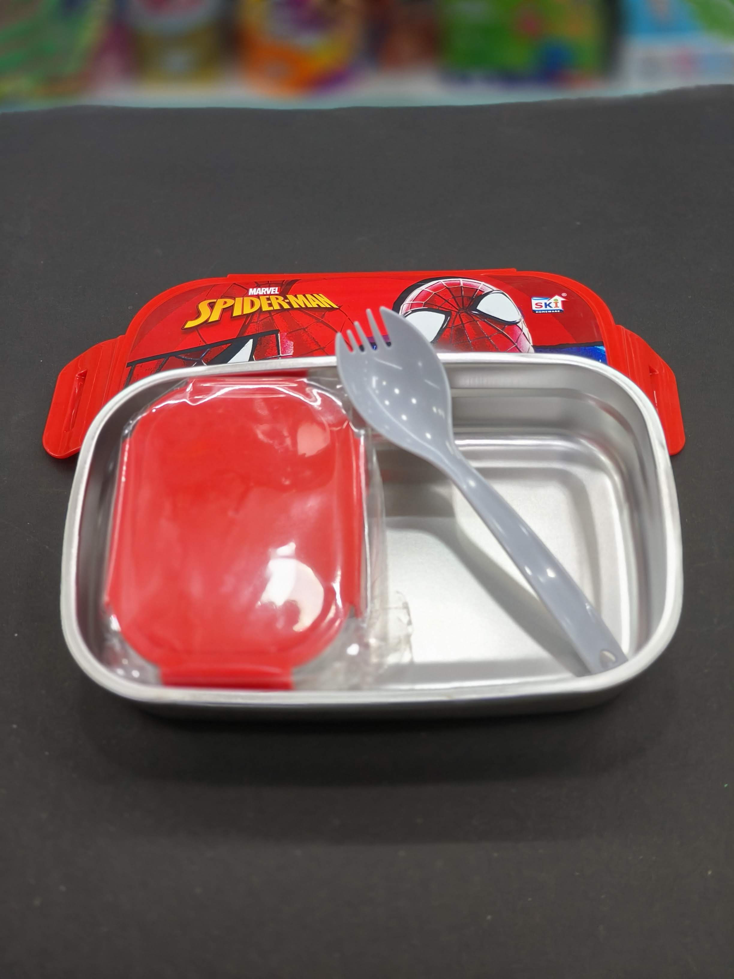 SKi Indigo Stainless Steel Lunch Box | Homeware Stainless Steel Lunch Box | Tiffin Box | with Spoon cum Fork | Sturdy & Easy to Clean | Assorted Design, Colour & Themes - KtoY