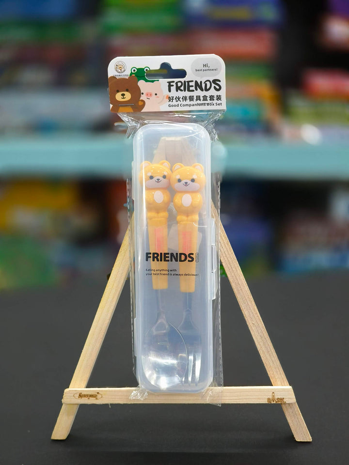 Spoon & Fork Combo Set of 2Pcs | Cute Spoon and Fork with Storage Case | Kids Utensils for Lunch Box | Easy to Clean | Assorted Designs