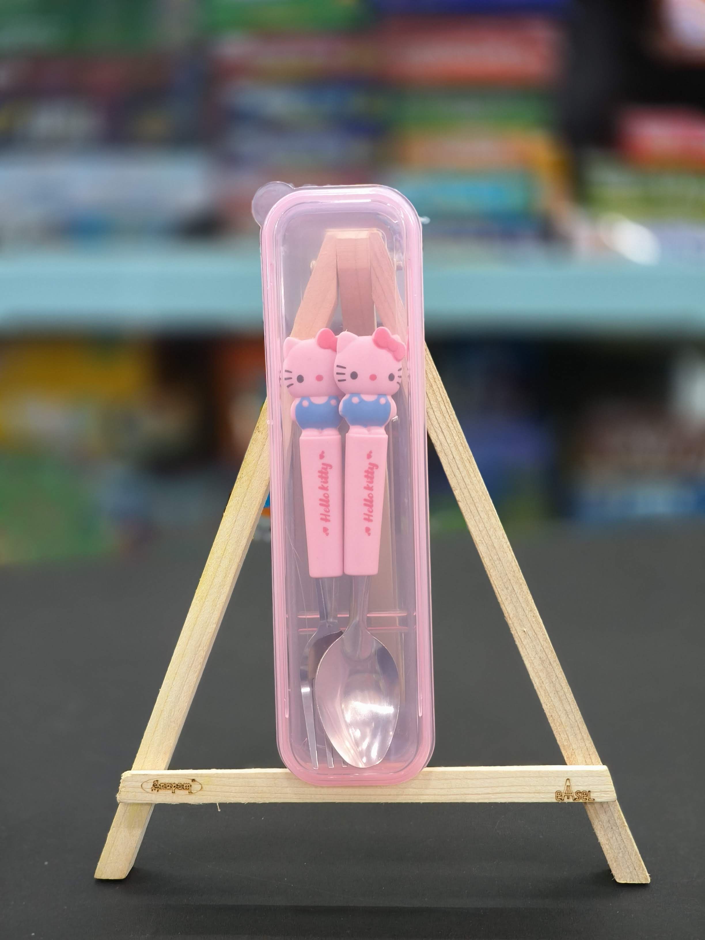 Spoon & Fork Combo Set of 2Pcs | Cute Spoon and Fork with Storage Case | Kids Utensils for Lunch Box | Easy to Clean|  Assorted Designs - KtoY