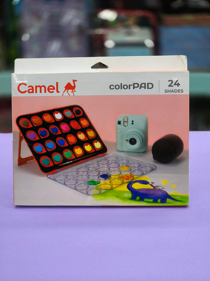 Camel ColorPad Watercolor Cake with Paint Brush | 24 Shade Set | Vibrant Colors | Portable Design for Outdoor Art & Competitions | Ideal for Students