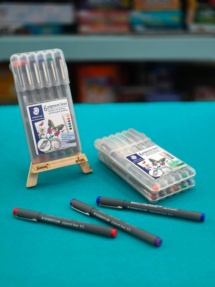 Staedtler Coloured 0.3mm Pigment Liner Pens Set - Pack of 6
