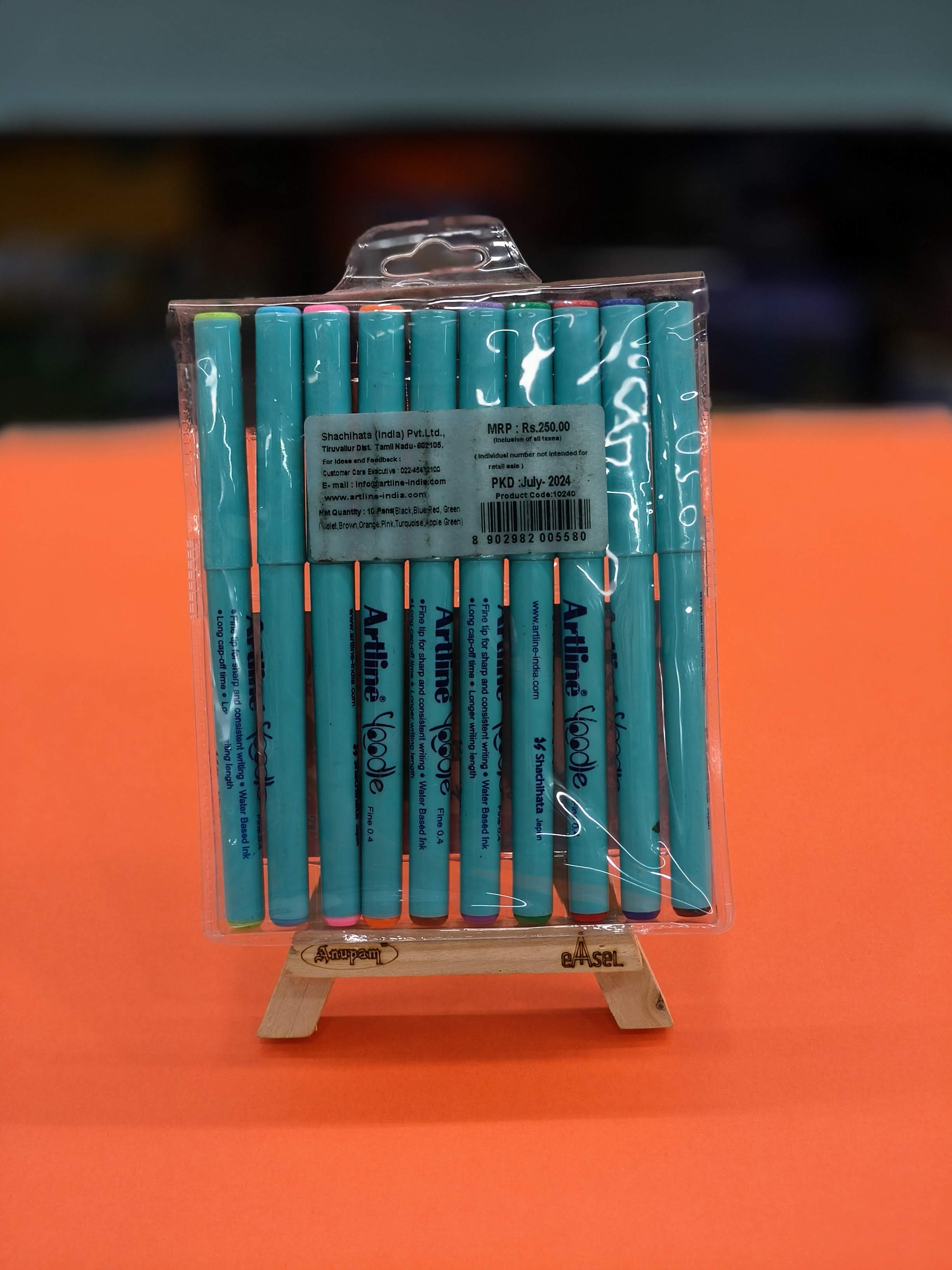 Artline Yoodle Fine Pens 0.4mm Set of 10 Shades | Artline Yoodle Fine Line Pens Pack of 10 Fine Pens | Write, Sketch, Draw & Doodle - KtoY