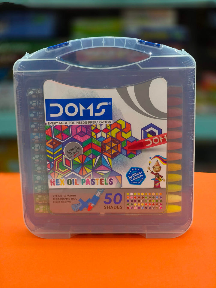 DOMS HEX Oil Pastel 50 Shades With Case | Smooth Color Intermixing For Better Effect | Bright & Intense Colors | Free Scrapping Tool & Color Pen | Non-Toxic & Safe For Childrens | Multicolor