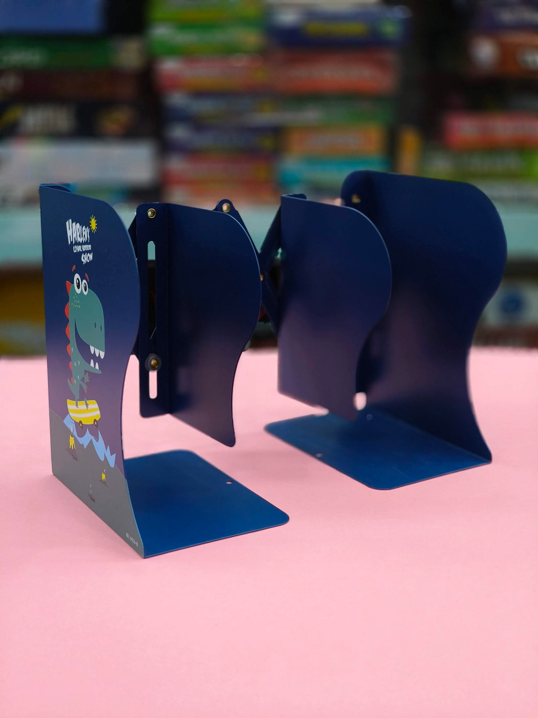 Metal Book Rack | Metal Book Shelf | Adjustable Book Stand | Metal Semi-Open Book Shelf | Assorted Colour & Designs - KtoY