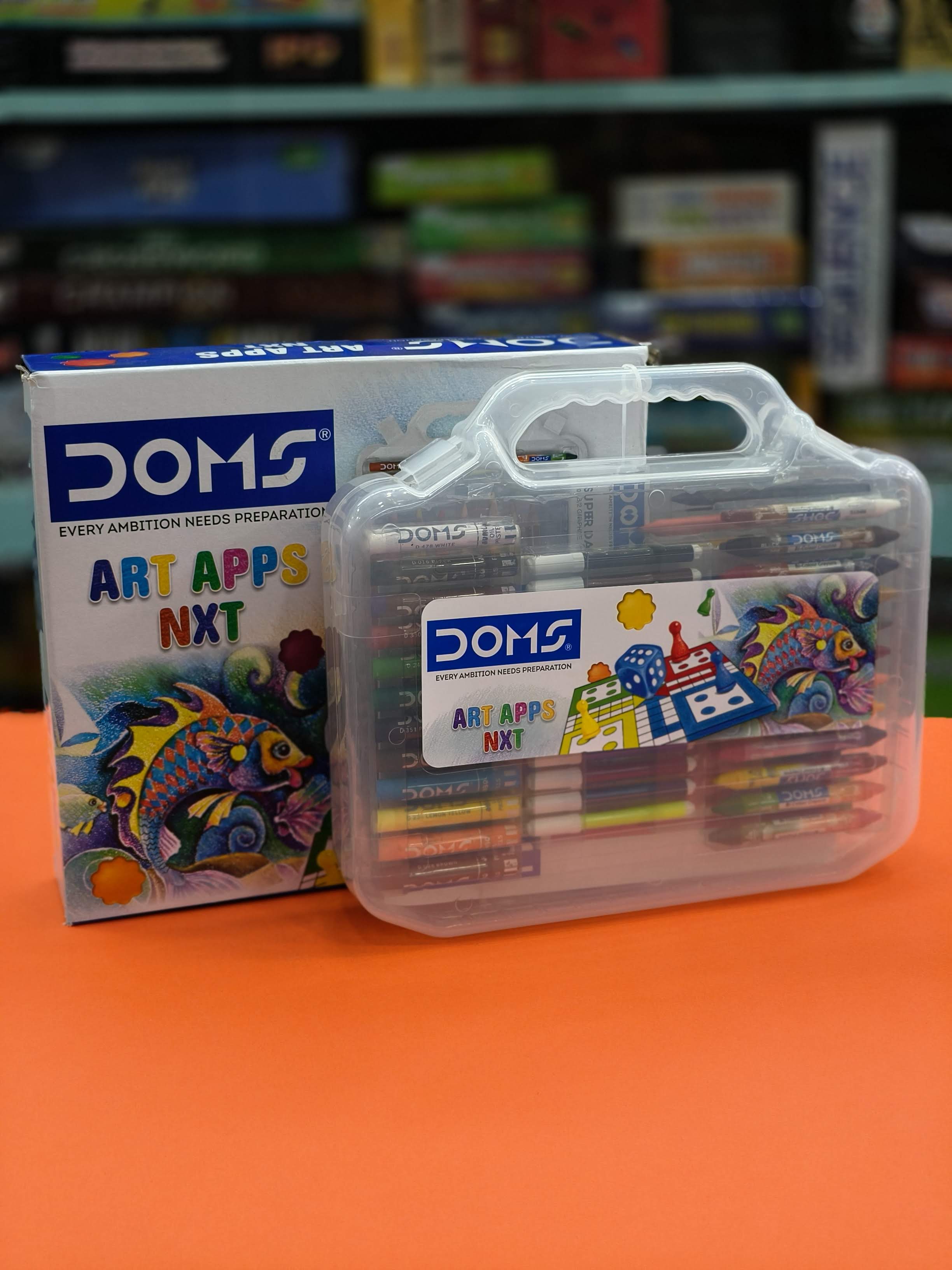 Doms Art Apps Nxt Kit With Plastic Carry Case | Perfect Value Pack | Kit For School Essentials | Gifting Range For Kids | Combination of 9 Stationery Items - KtoY