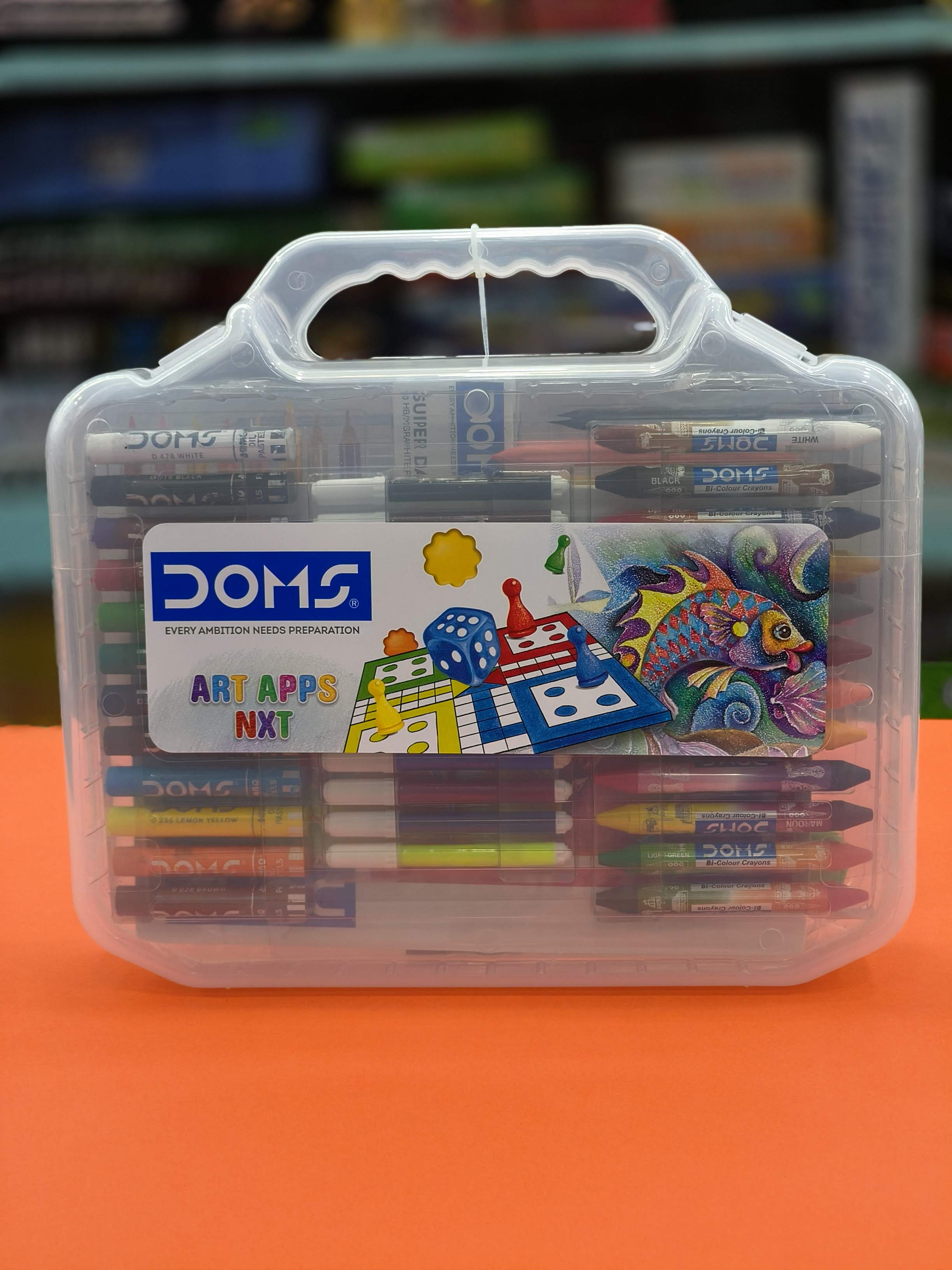 Doms Art Apps Nxt Kit With Plastic Carry Case | Perfect Value Pack | Kit For School Essentials | Gifting Range For Kids | Combination of 9 Stationery Items - KtoY