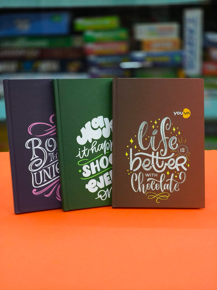 YOUVA Navneet Case Bound Office Note Book Journal | Easy To Carry | Note Down Your Important Information | A5 Size-14.8 Cm X 21 Cm | Single Line | 192 Pages (Assorted Colors) | Set of 3 Diaries - KtoY