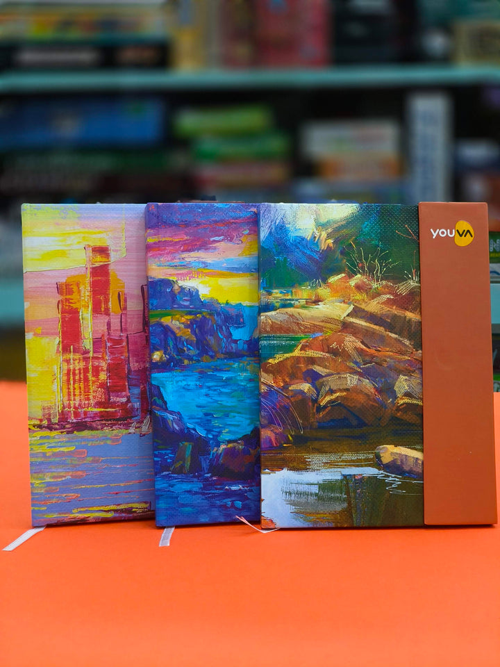 Navneet Youva YOUVA Case Bound Office Note Book Journal With Magnetic Cover | Easy To Carry | Note Down Your Important Information | A5 Size- 14.8 cm X 21 cm | Single Line | 192 Pages | Color And Design May Vary | Assorted Pack of 3 - KtoY