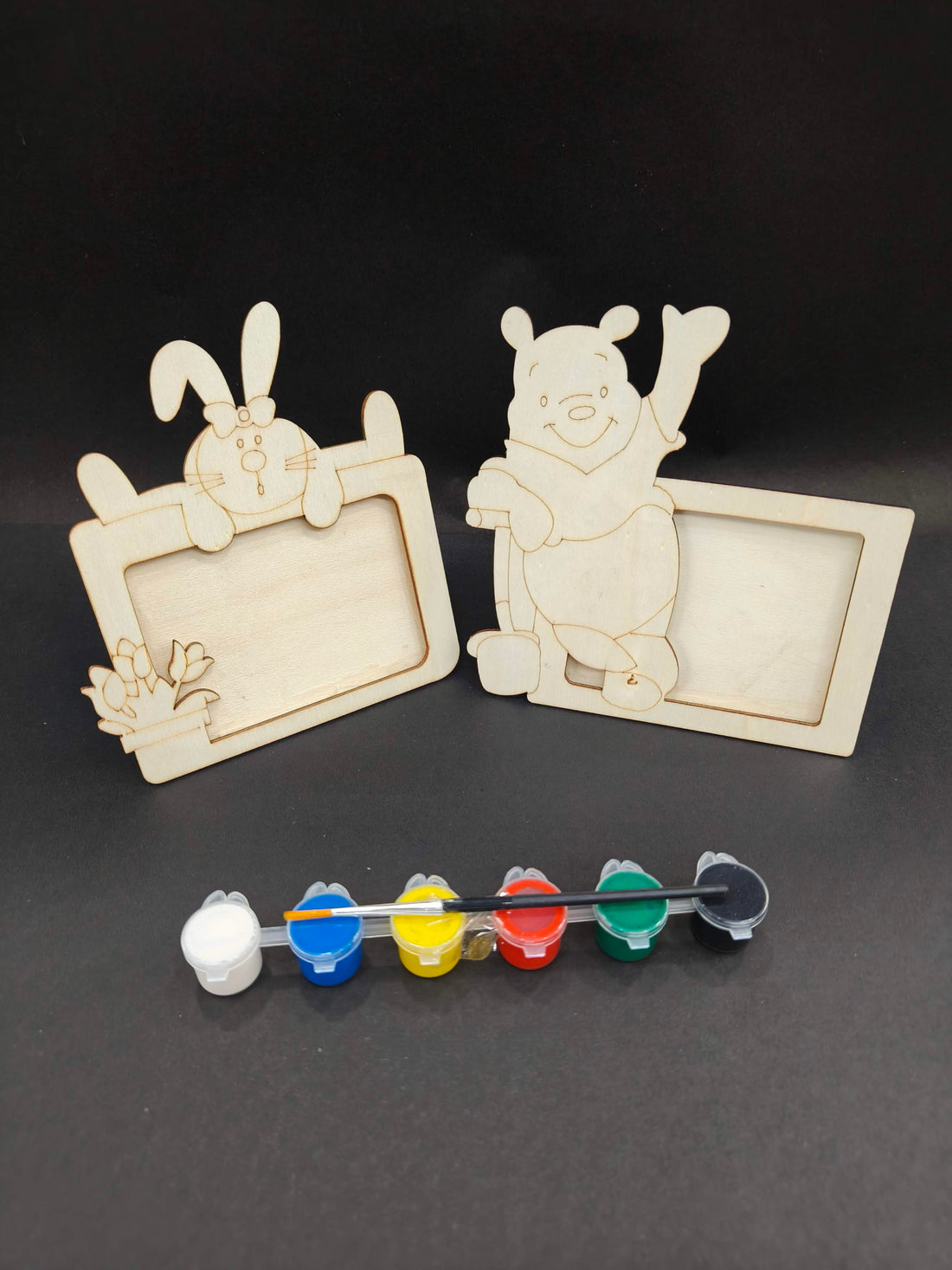 DIY Wooden Photo Frame Kit – 2Pcs | Unfinished Wooden Stand with Paints & Brush for Kids, Home & Office Décor, Birthday, Party Favors and Craft Projects | Assorted Design - KtoY