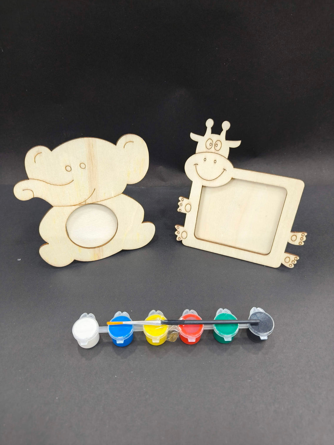 DIY Wooden Photo Frame Kit – 2Pcs | Unfinished Wooden Stand with Paints & Brush for Kids, Home & Office Décor, Birthday, Party Favors and Craft Projects | Assorted Design - KtoY