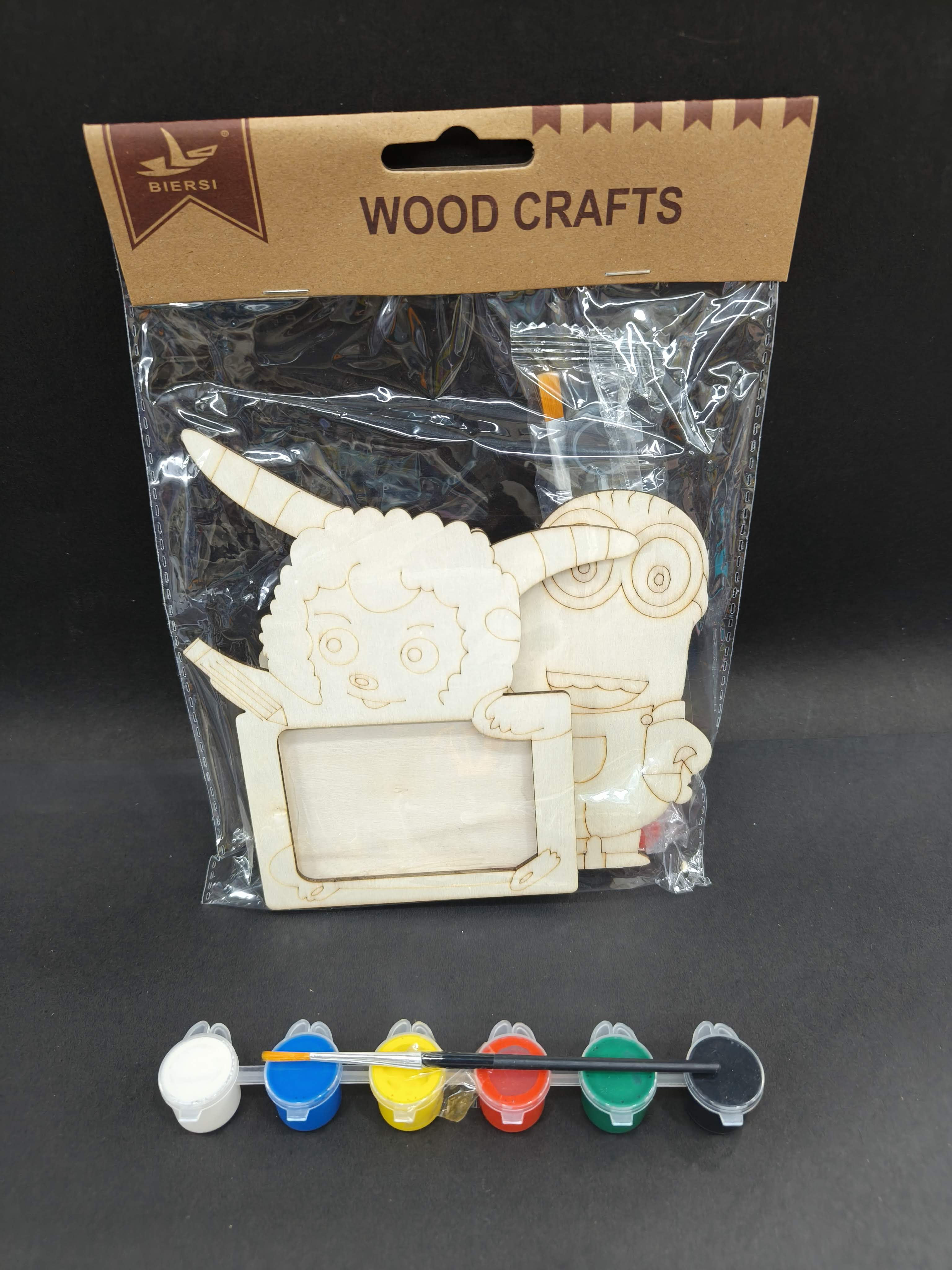 DIY Wooden Photo Frame Kit – 2Pcs | Unfinished Wooden Stand with Paints & Brush for Kids, Home & Office Décor, Birthday, Party Favors and Craft Projects | Assorted Design - KtoY