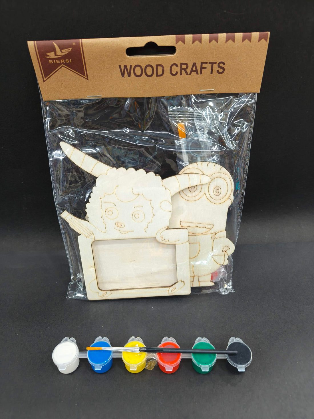 DIY Wooden Photo Frame Kit – 2Pcs | Unfinished Wooden Stand with Paints & Brush for Kids, Home & Office Décor, Birthday, Party Favors and Craft Projects | Assorted Design - KtoY