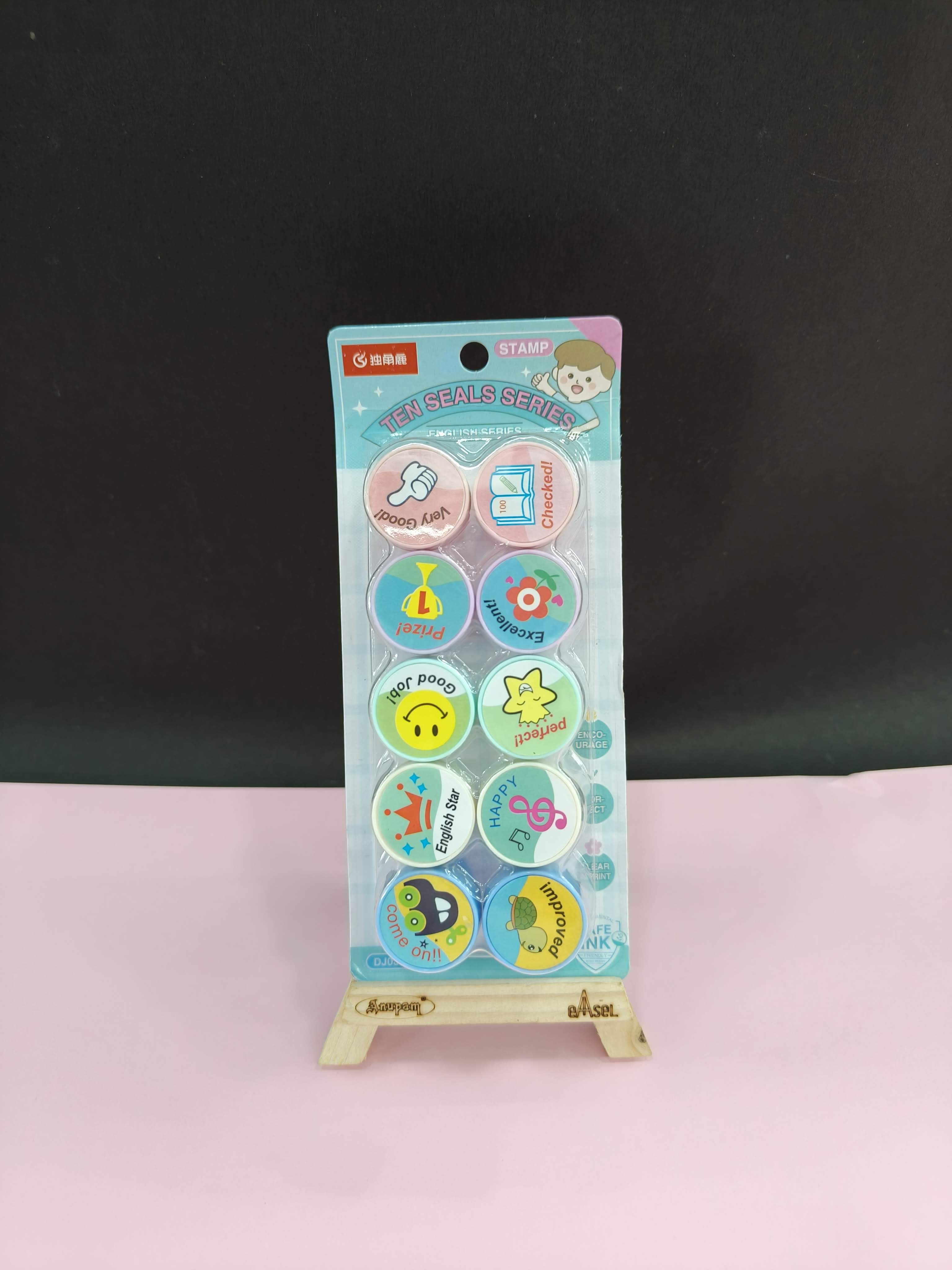 Quirky Stamps 10 Pcs for Kids | Plastic Stamper | Toys Art and Craft | School Supplies | Toys for Kids Boys Girls - Multi Color - KtoY