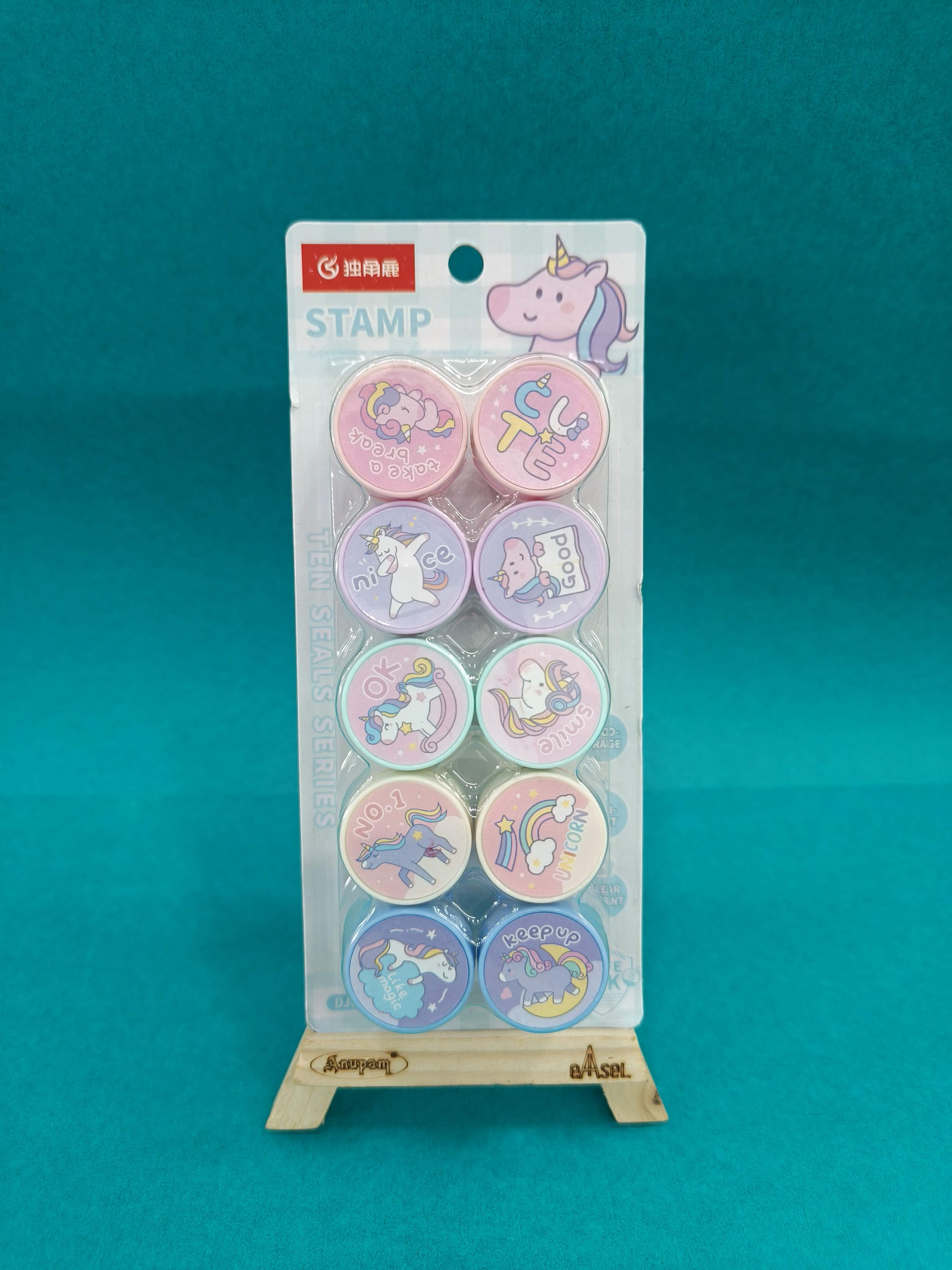 Quirky Stamps 10 Pcs for Kids | Plastic Stamper | Toys Art and Craft | School Supplies | Toys for Kids Boys Girls - Multi Color - KtoY
