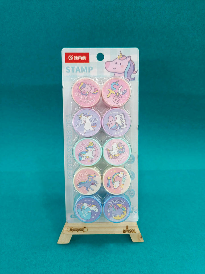 Quirky Stamps 10 Pcs for Kids | Plastic Stamper | Toys Art and Craft | School Supplies | Toys for Kids Boys Girls - Multi Color - KtoY