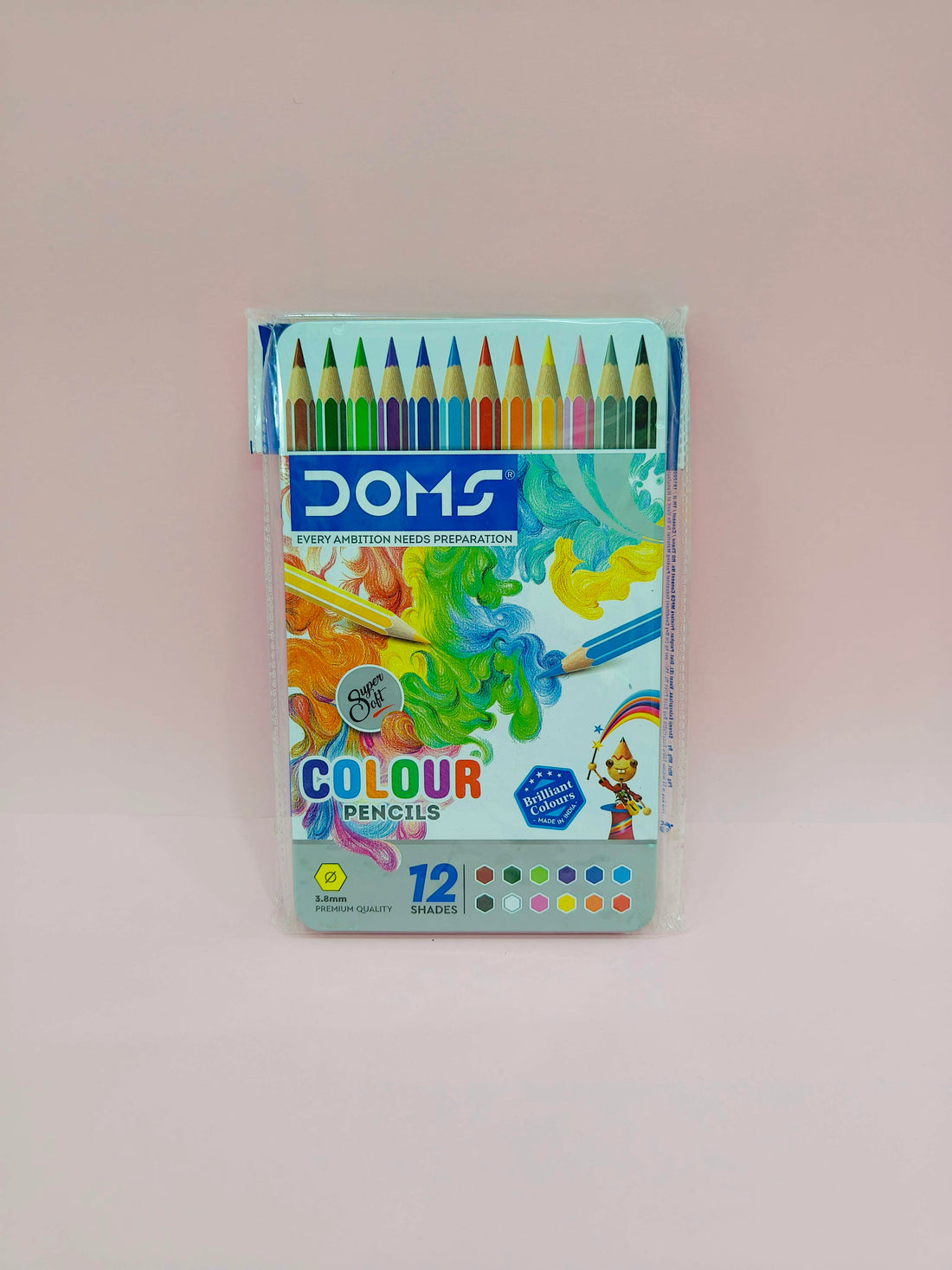 Doms 12 Shades Super Soft Color Pencils in Flat Tin Box | Smooth Color Application | For Blending & Experimenting Different Art Strokes | Non-Toxic & Safe For Childrens - KtoY