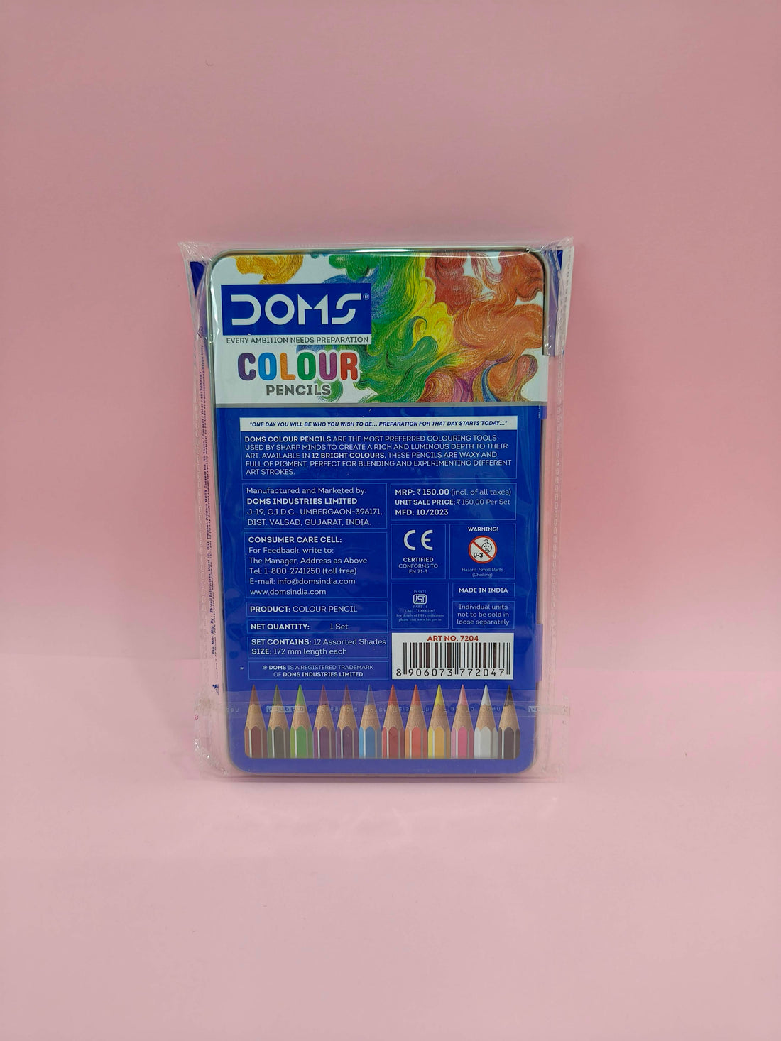 Doms 12 Shades Super Soft Color Pencils in Flat Tin Box | Smooth Color Application | For Blending & Experimenting Different Art Strokes | Non-Toxic & Safe For Childrens - KtoY