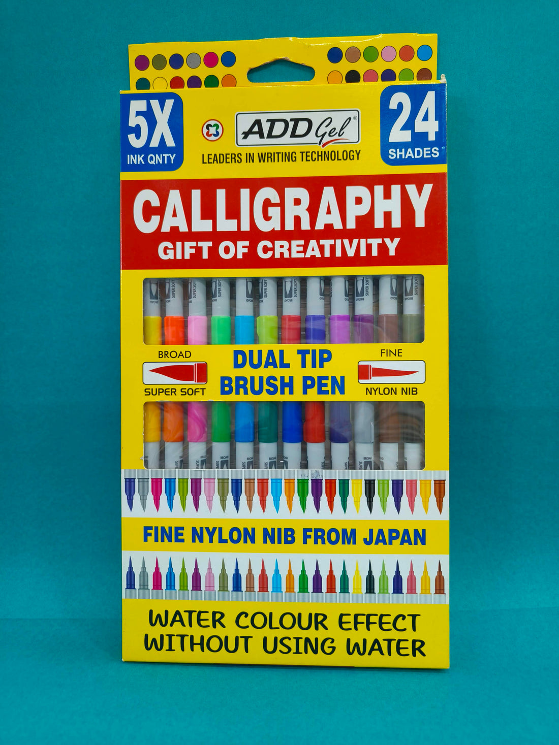 Add Gel Calligraphy Colouring Pen - Dual Tip Colouring Pens | 24 Pen Set - KtoY