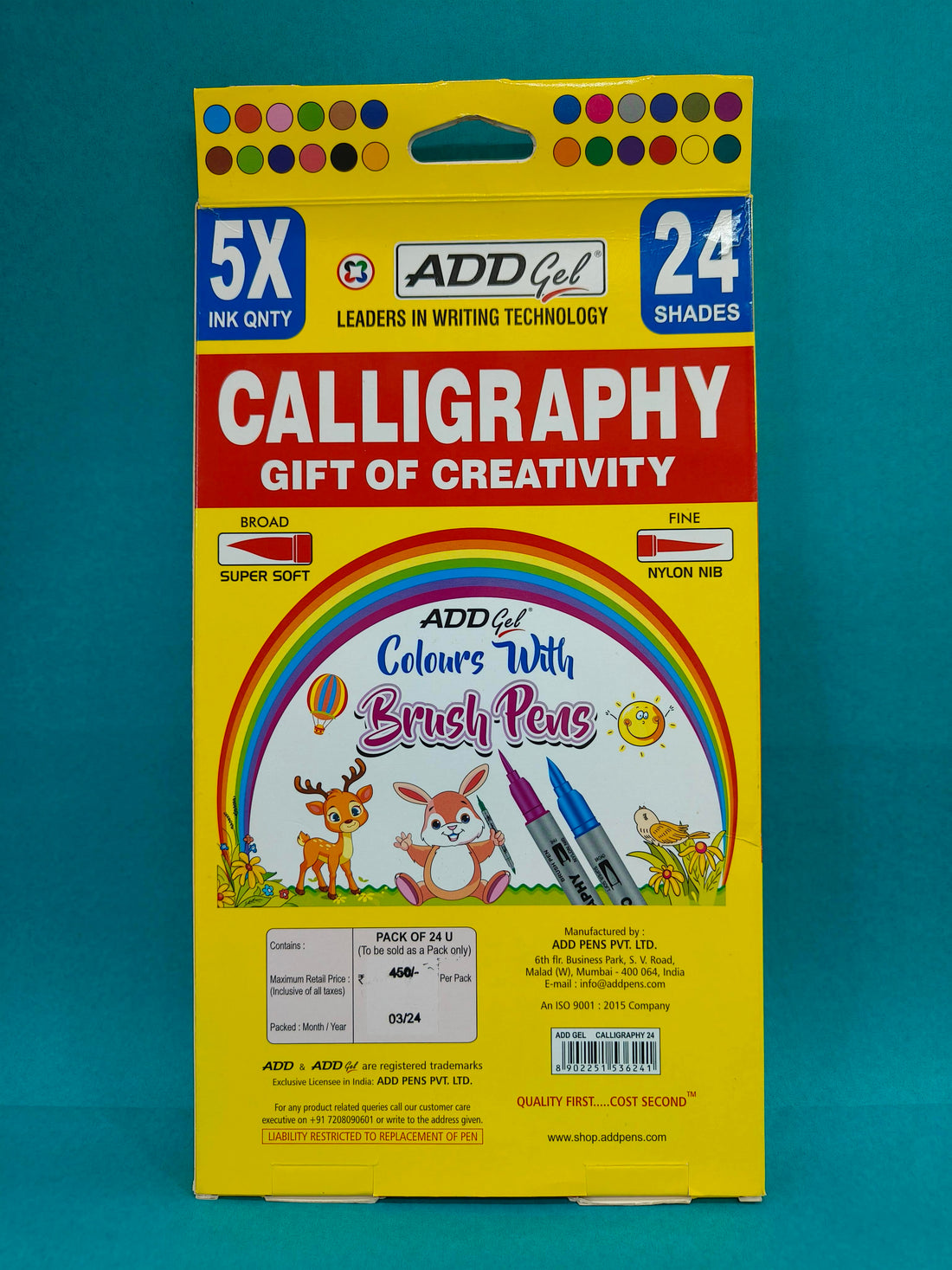 Add Gel Calligraphy Colouring Pen - Dual Tip Colouring Pens | 24 Pen Set - KtoY