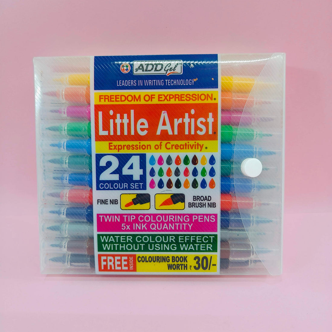 ADD Gel Little Artist Colouring Pen - Twin Tip Brush 24 Pen Set - KtoY