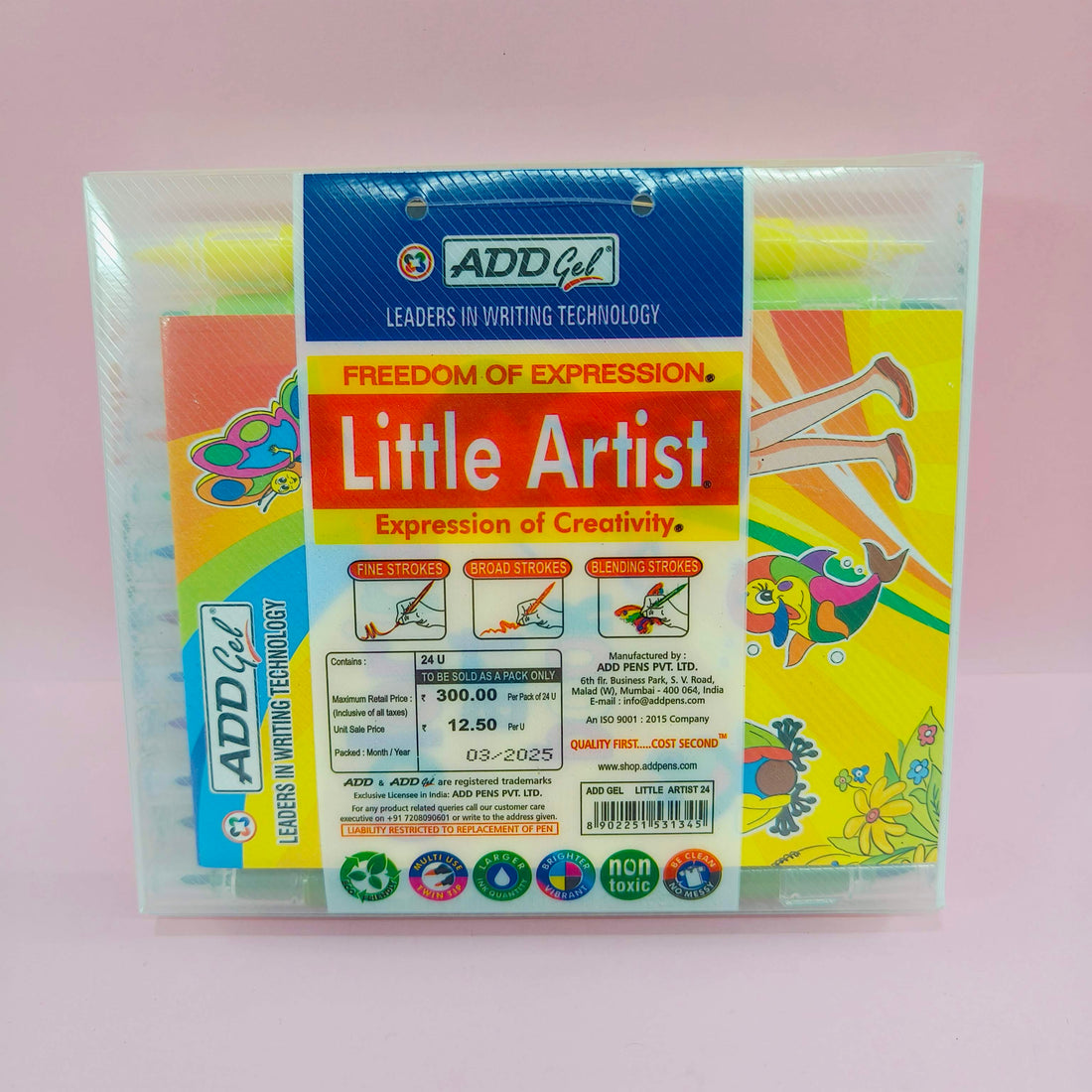 ADD Gel Little Artist Colouring Pen - Twin Tip Brush 24 Pen Set - KtoY