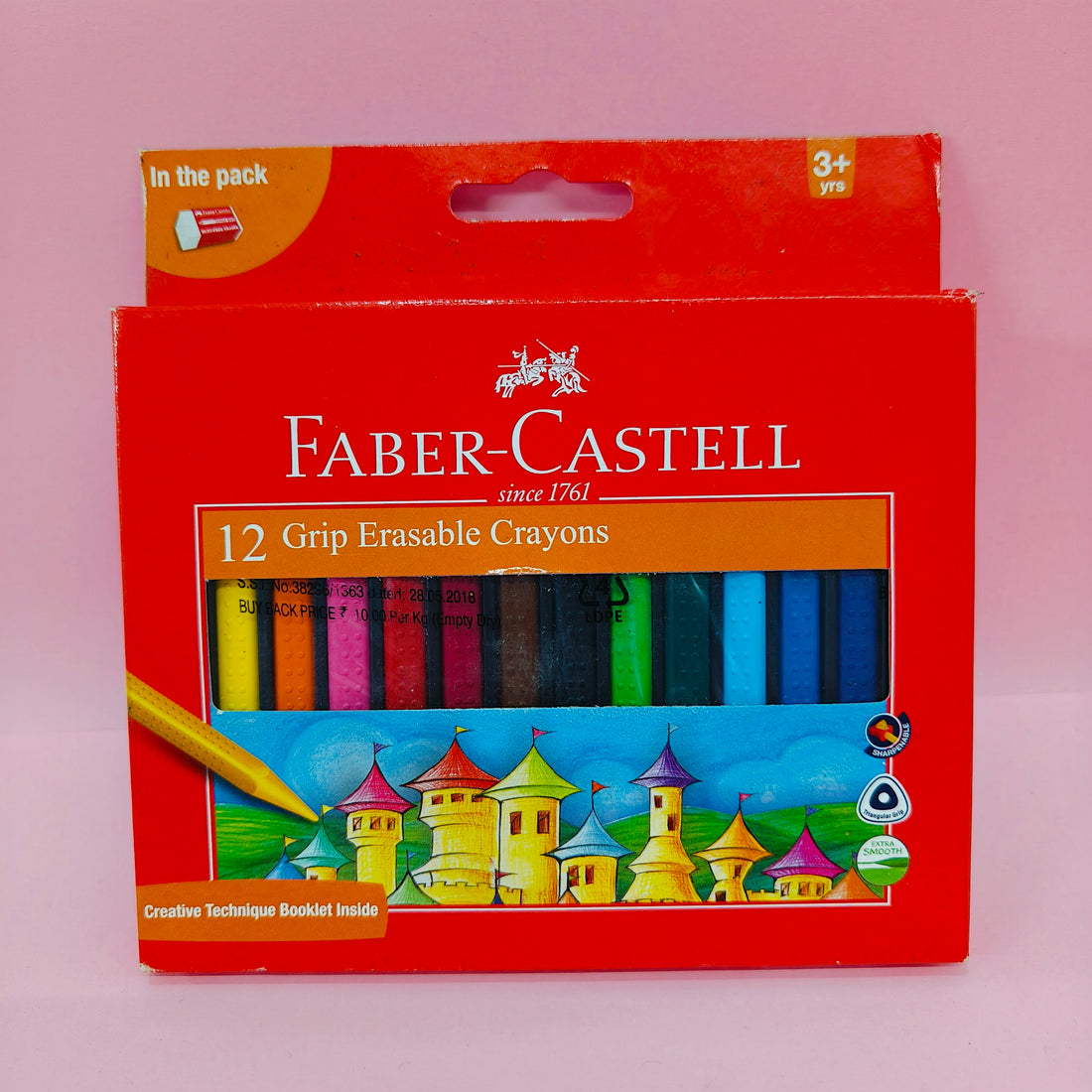 Faber-Castell Grip Erasable Crayon Set | Crayons Set for Toddlers | Pack of 12 Assorted Colours - KtoY