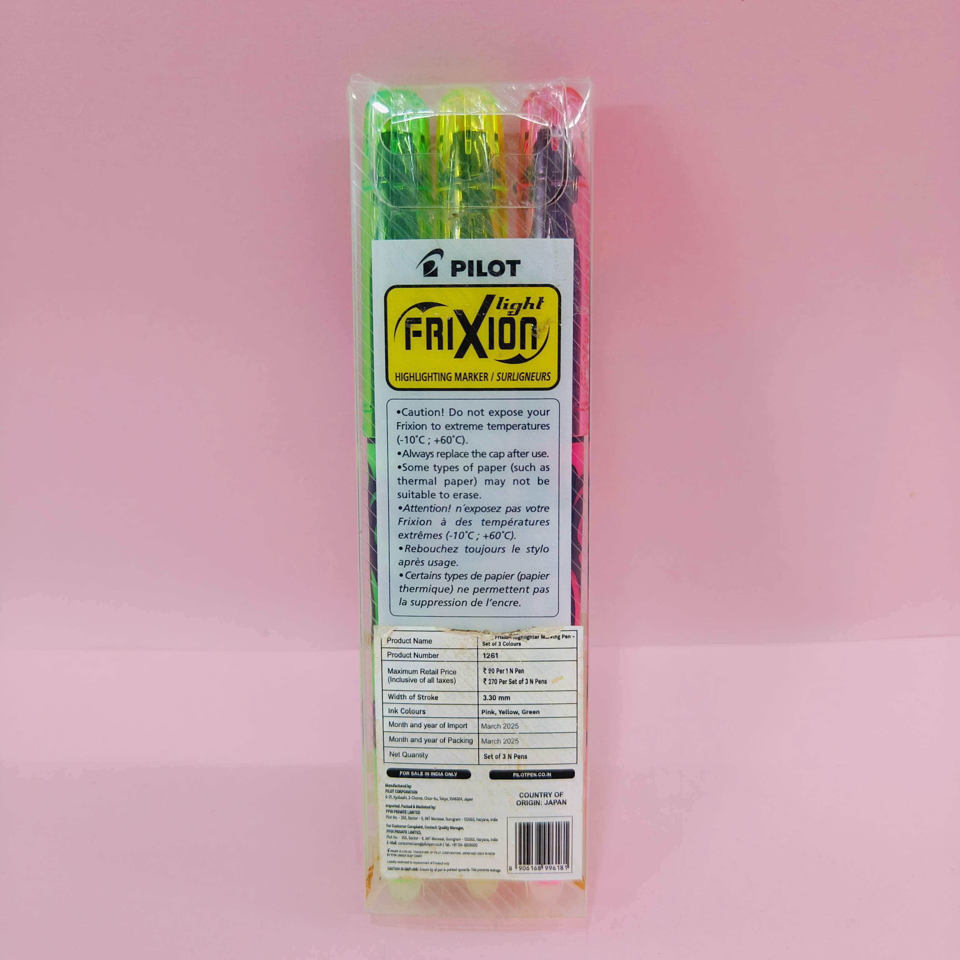Pilot Frixion Light Marker (Pack of 3) - KtoY
