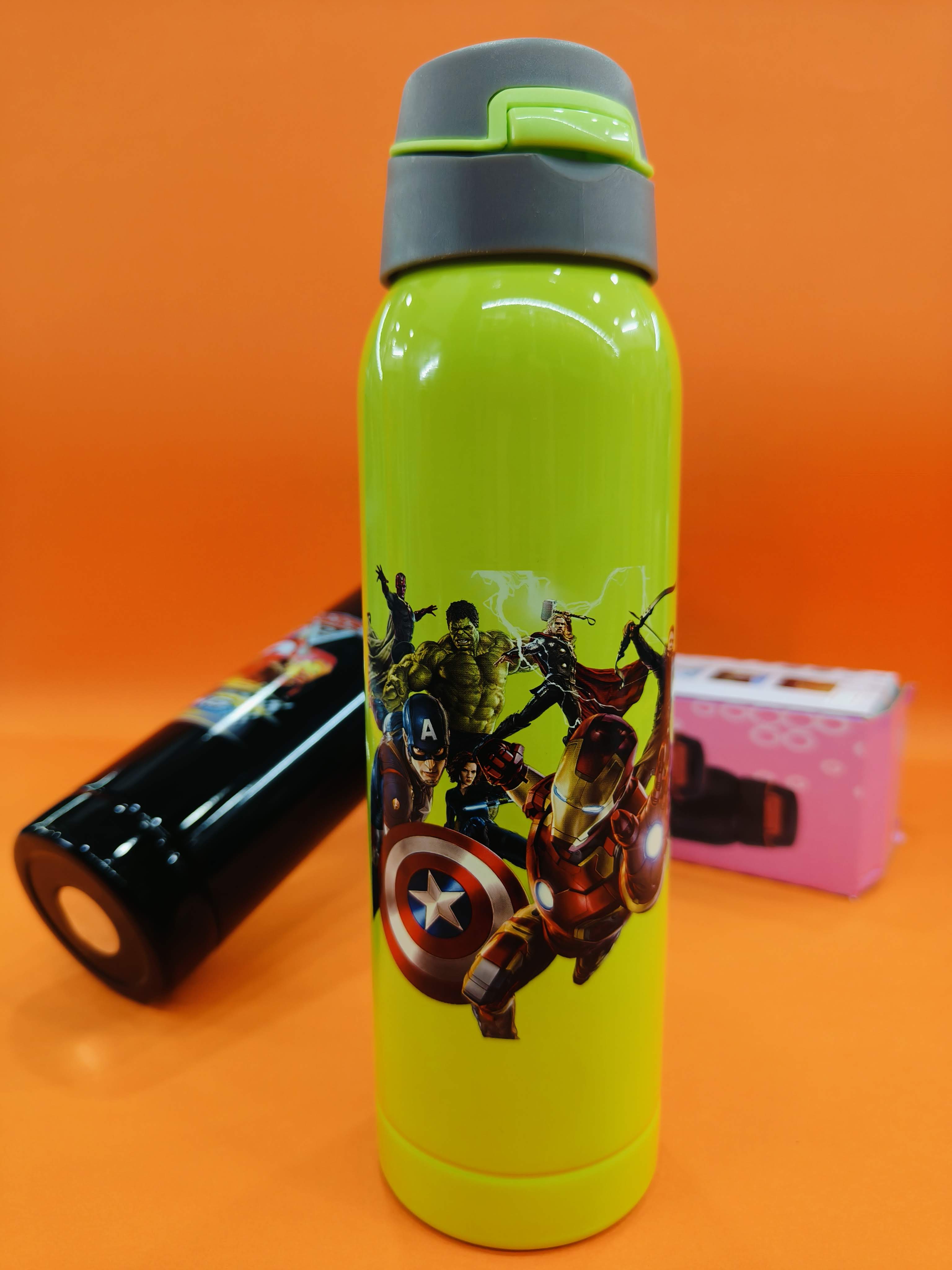 Stainless Steel Water Bottle with Sipper Cap | Stainless Steel Bottle 500 ml | Assorted Designs - KtoY