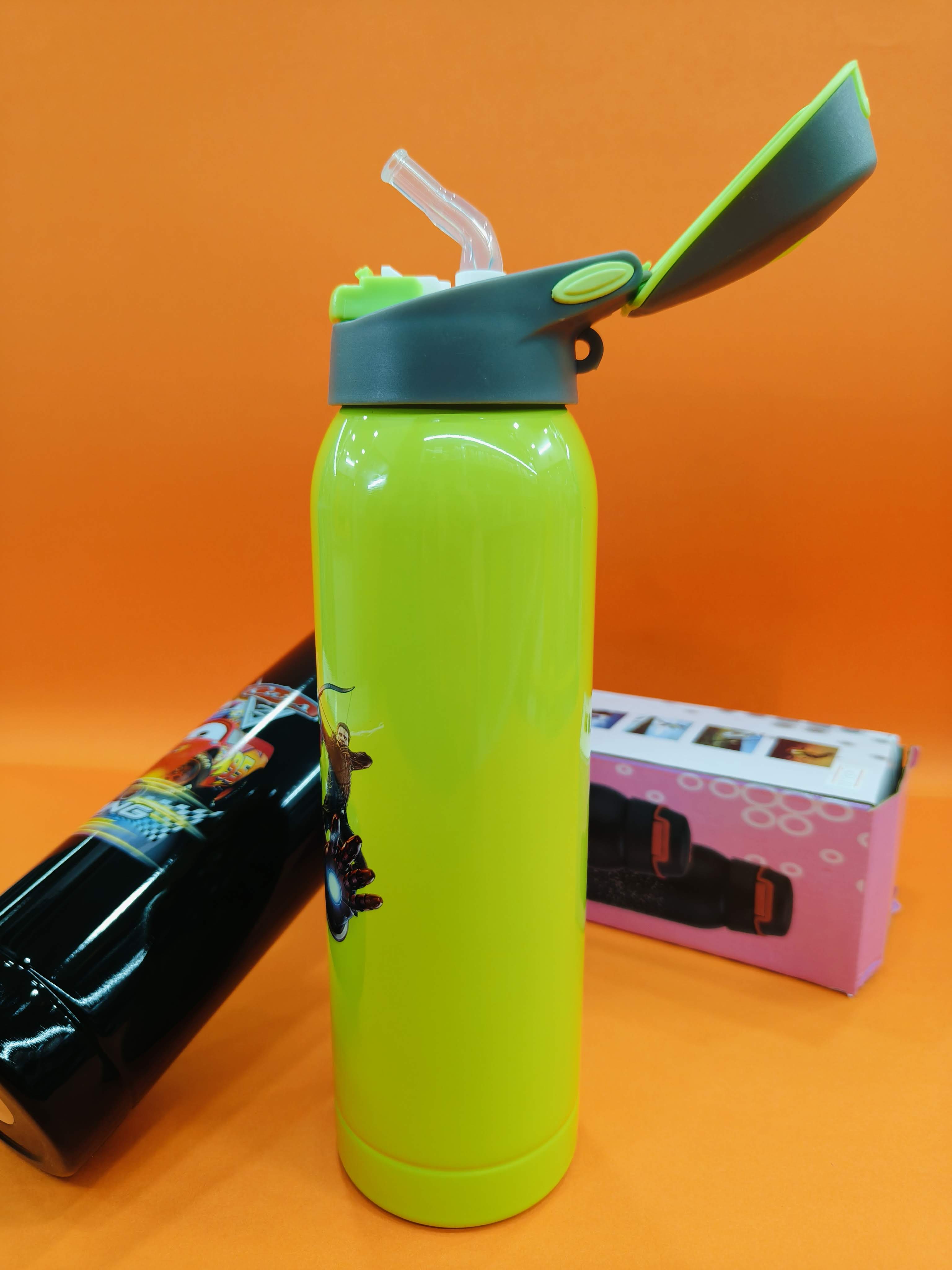 Stainless Steel Water Bottle with Sipper Cap | Stainless Steel Bottle 500 ml | Assorted Designs - KtoY