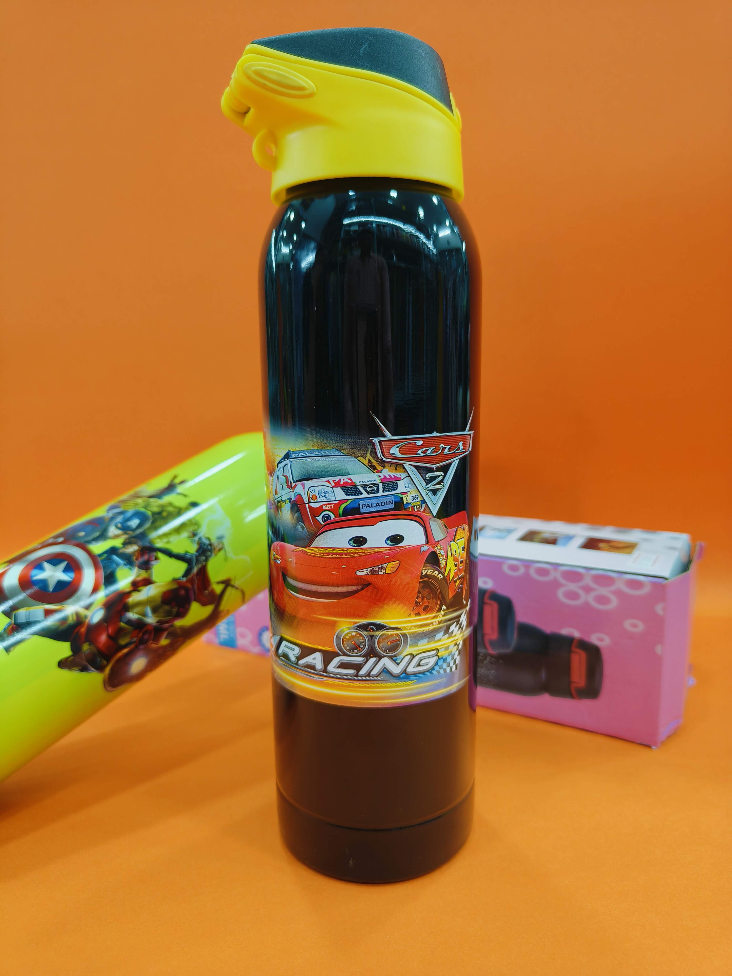 Stainless Steel Water Bottle with Sipper Cap | Stainless Steel Bottle 500 ml | Assorted Designs - KtoY