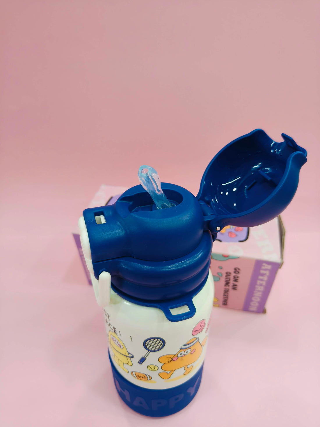 Happy Cartoon Stainless Steel kids Water Bottle | 500ml | Assorted Design - KtoY