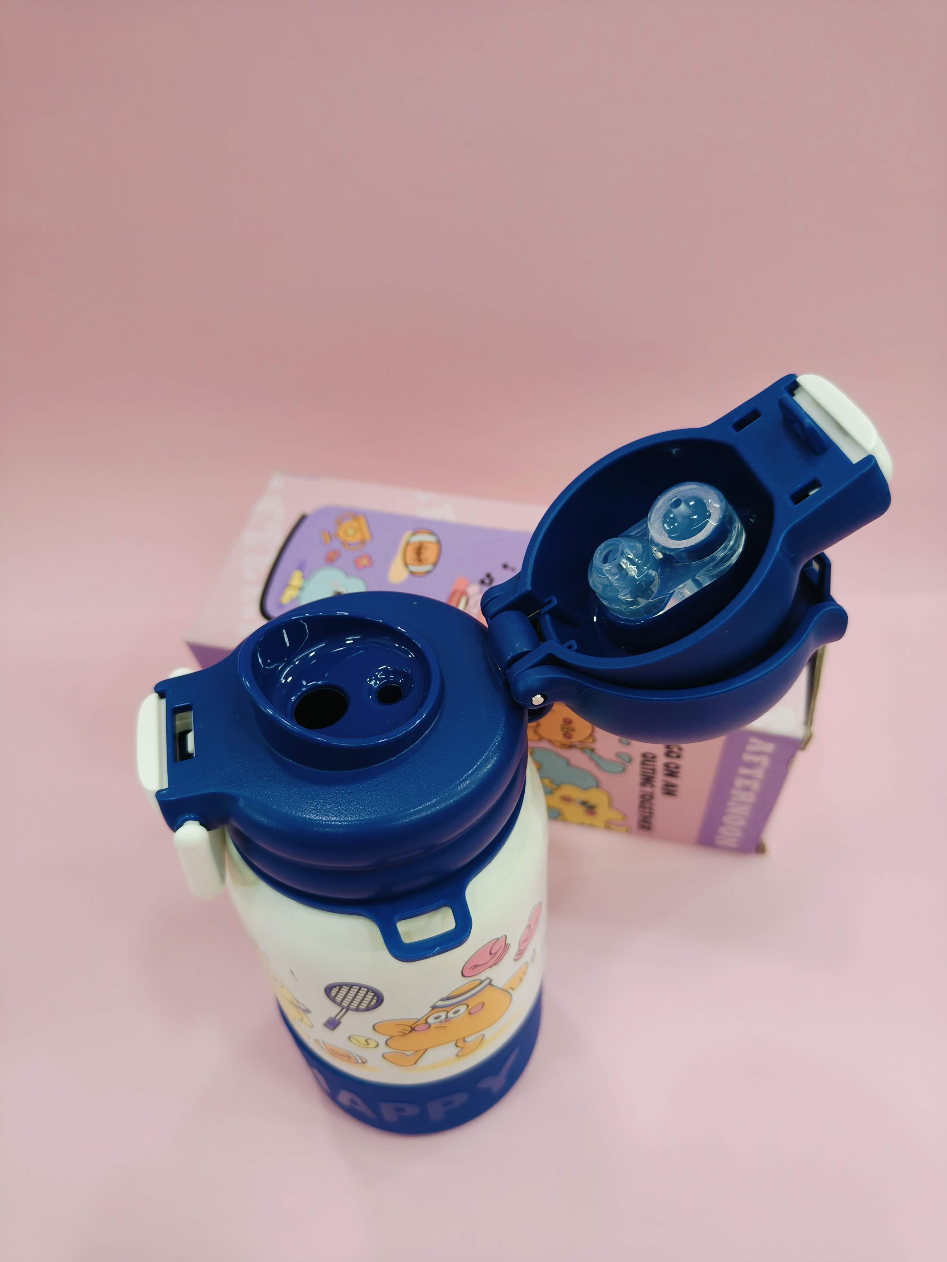 Happy Cartoon Stainless Steel kids Water Bottle | 500ml | Assorted Design - KtoY