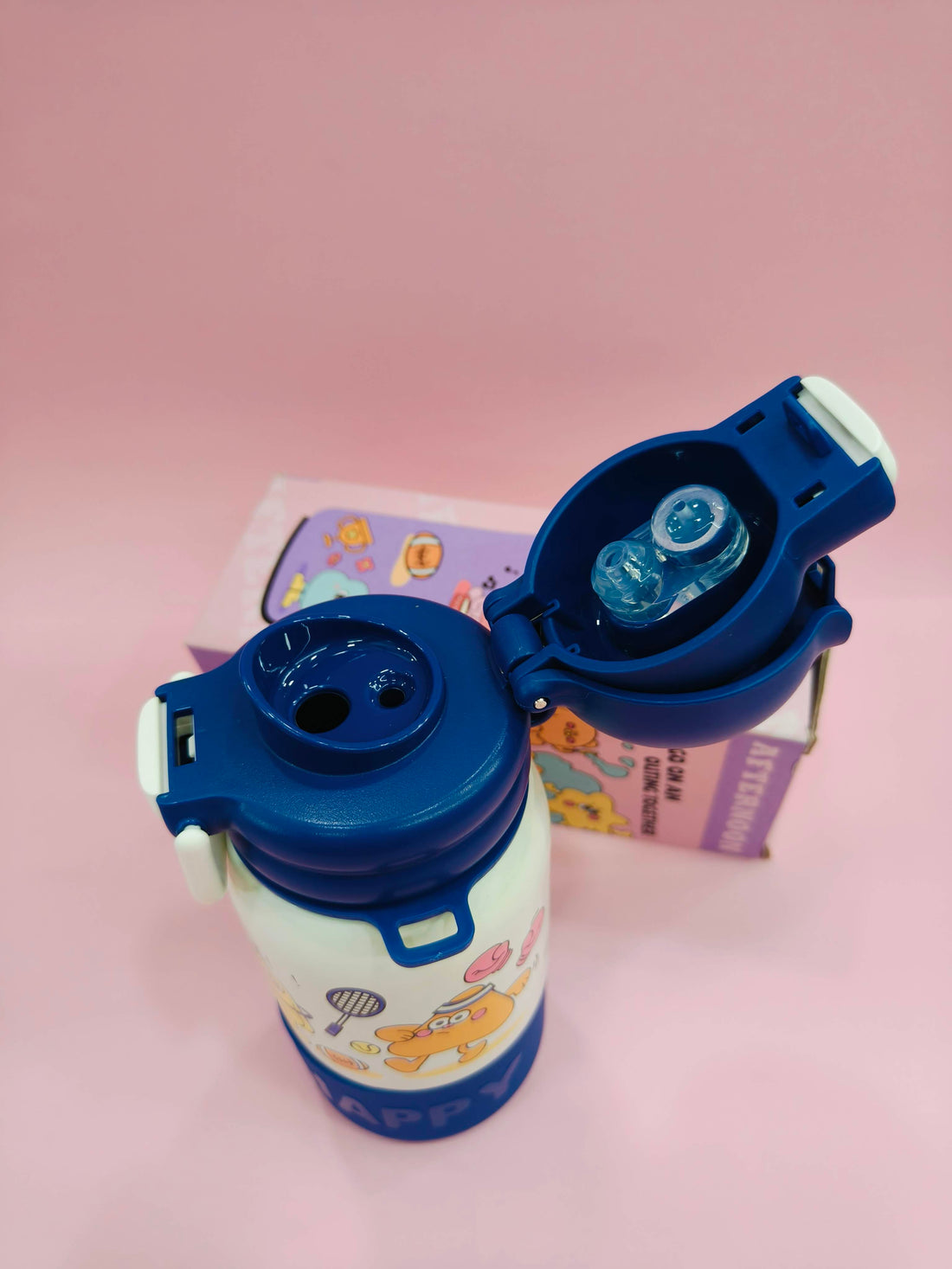 Happy Cartoon Stainless Steel kids Water Bottle | 500ml | Assorted Design - KtoY