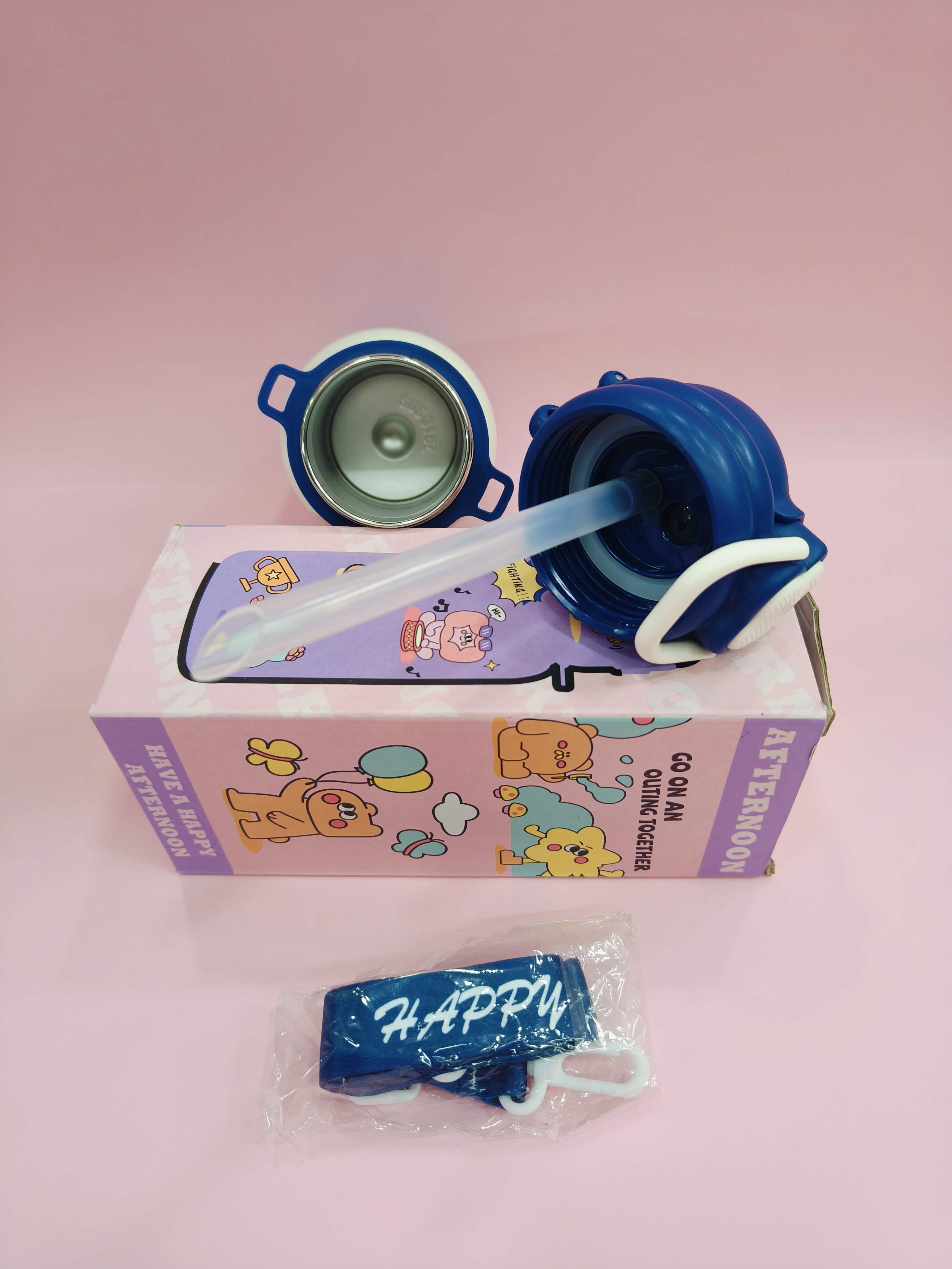 Happy Cartoon Stainless Steel kids Water Bottle | 500ml | Assorted Design - KtoY