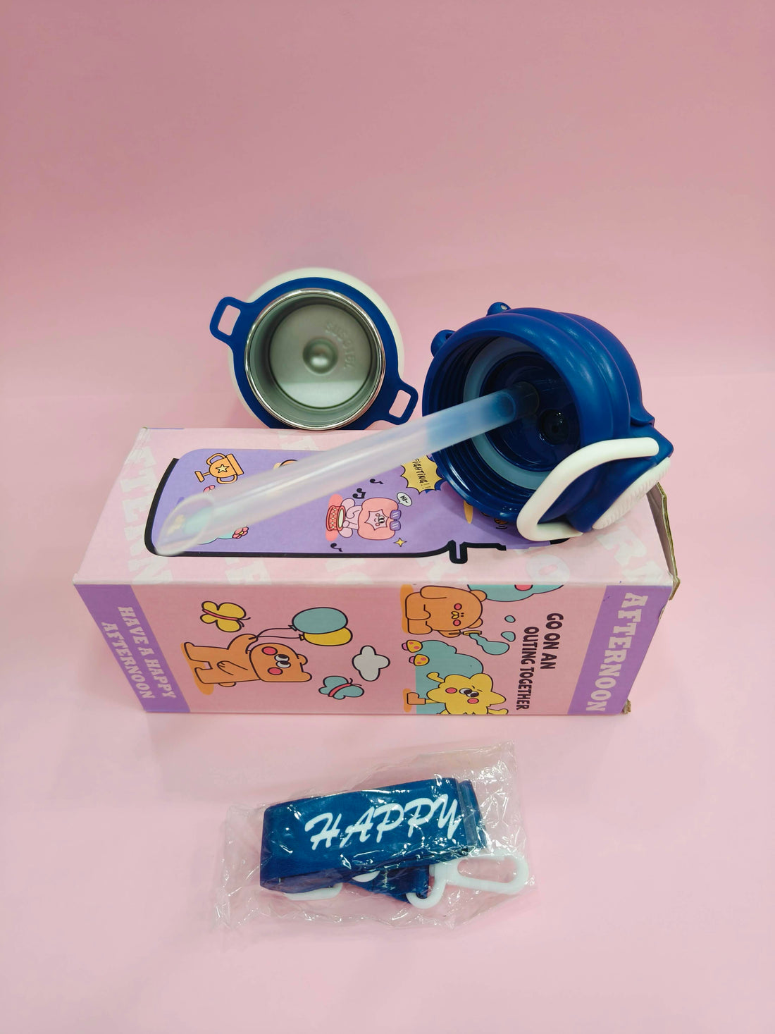 Happy Cartoon Stainless Steel kids Water Bottle | 500ml | Assorted Design - KtoY